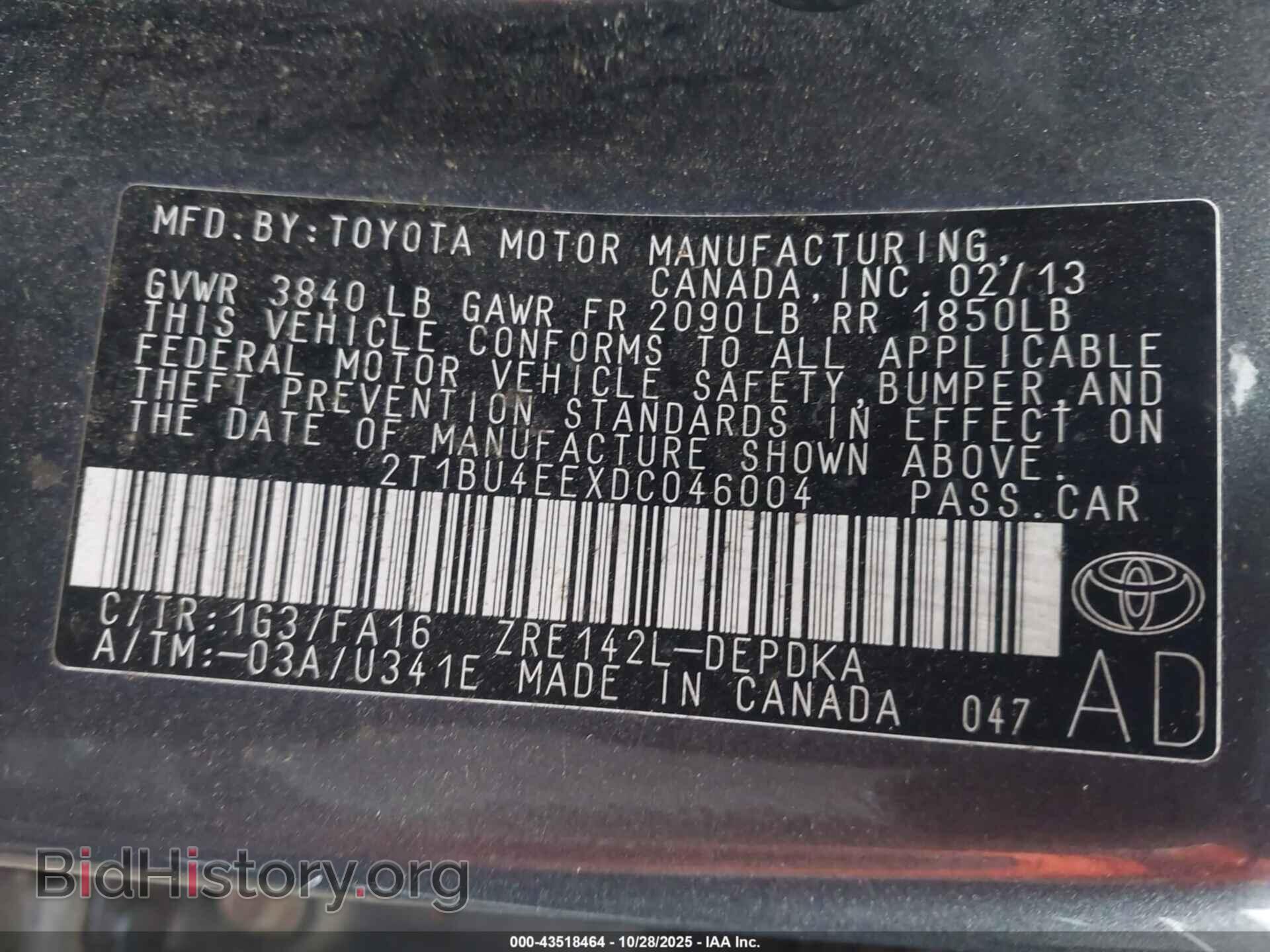 2013 TOYOTA COROLLA - VIN: 2T1BU4EEXDC046004 - Фото 9
