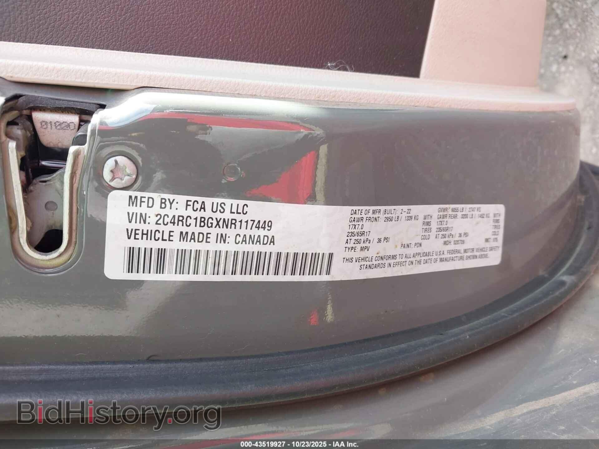 2022 CHRYSLER PACIFICA - VIN: 2C4RC1BGXNR117449 - Фото 9