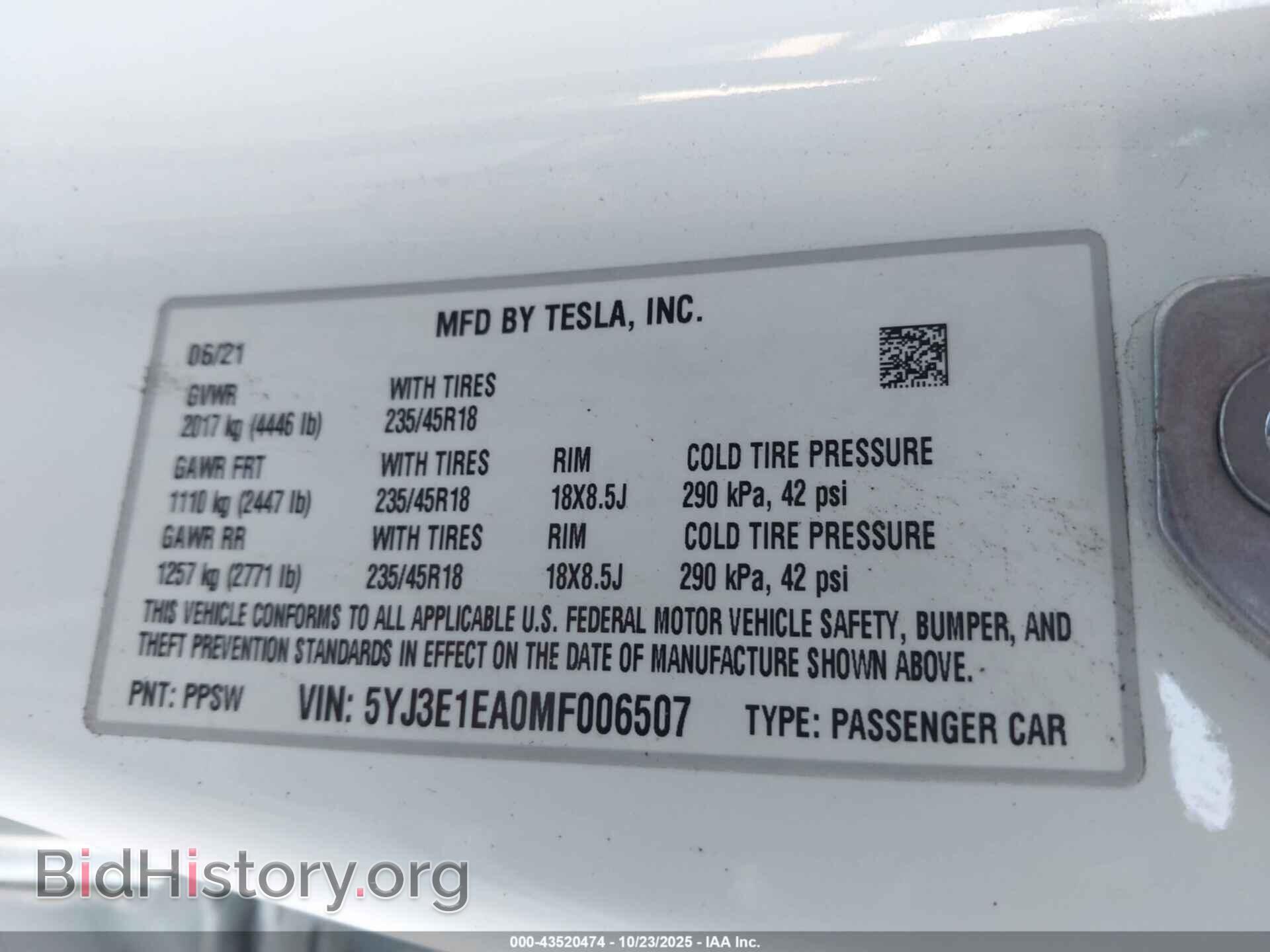 2021 TESLA MODEL 3 - VIN: 5YJ3E1EA0MF006507 - Photo 9