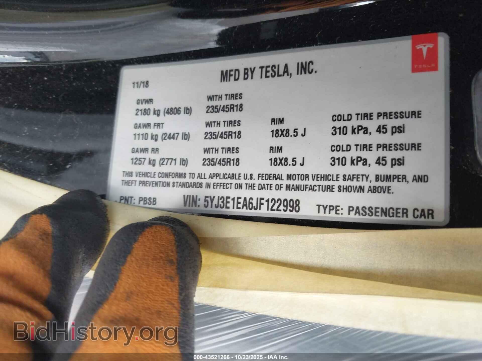 2018 TESLA MODEL 3 - VIN: 5YJ3E1EA6JF122998 - Photo 9