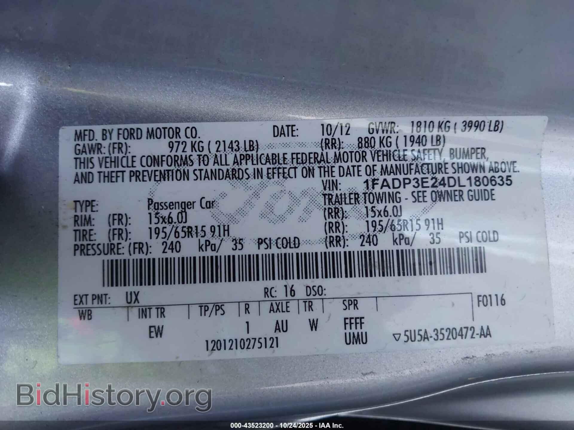 2013 FORD FOCUS - VIN: 1FADP3E24DL180635 - Фото 9