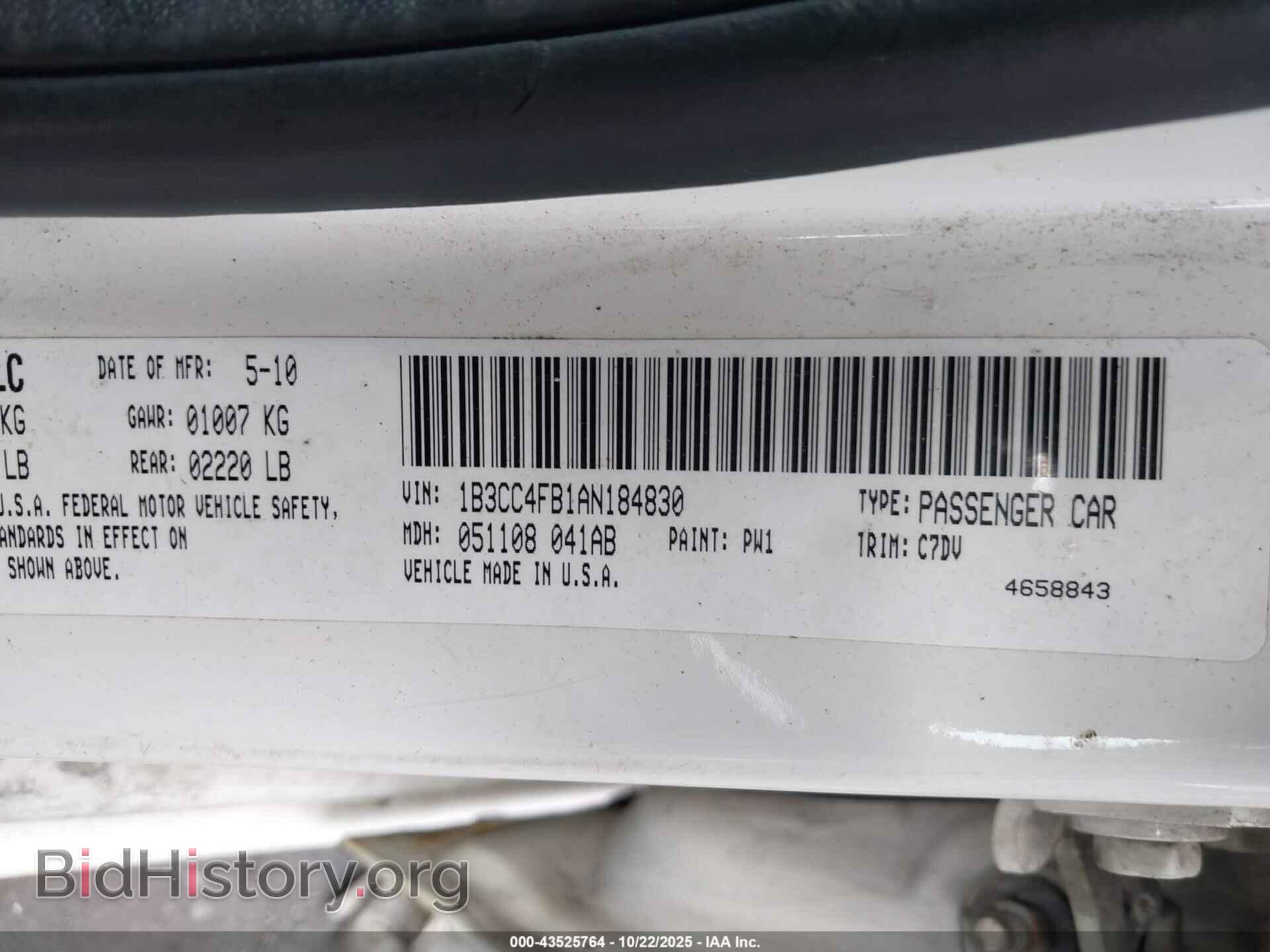 2010 DODGE AVENGER - VIN: 1B3CC4FB1AN184830 - Photo 9