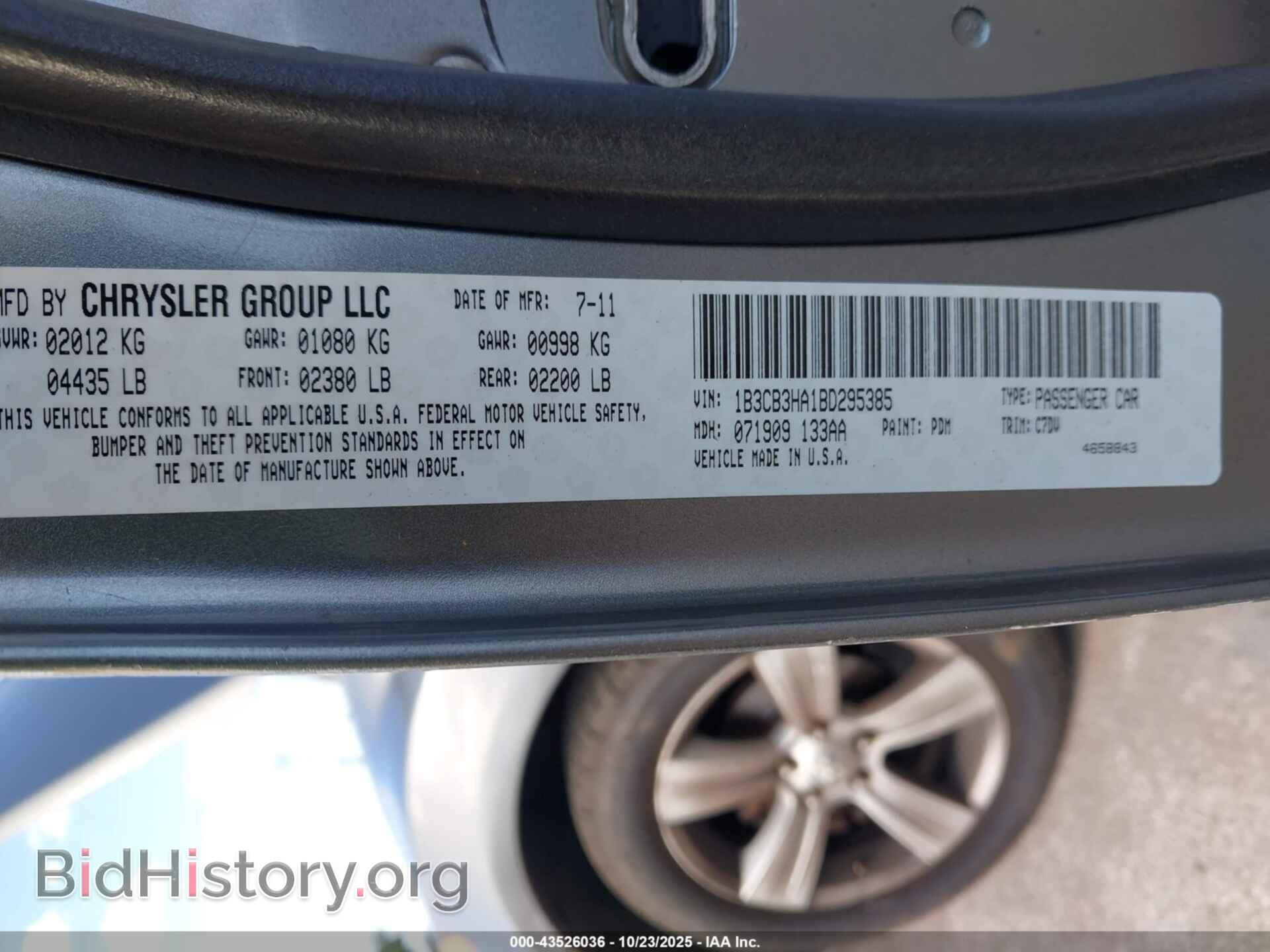 2011 DODGE CALIBER - VIN: 1B3CB3HA1BD295385 - Фото 9