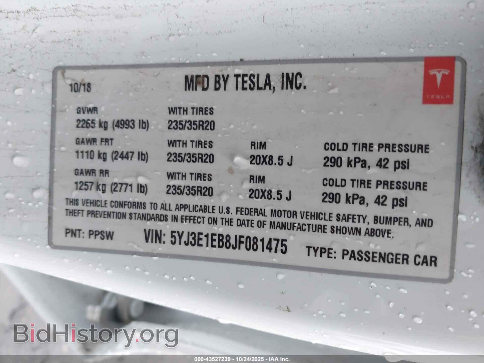 2018 TESLA MODEL 3 - VIN: 5YJ3E1EB8JF081475 - Photo 9