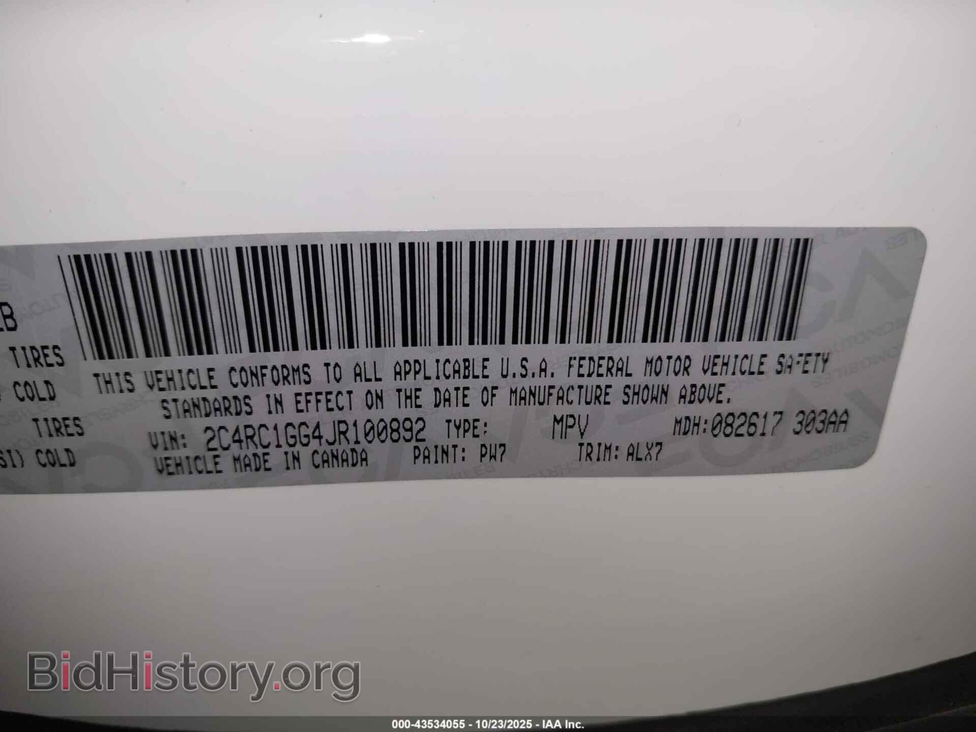 2018 CHRYSLER PACIFICA - VIN: 2C4RC1GG4JR100892 - Фото 9