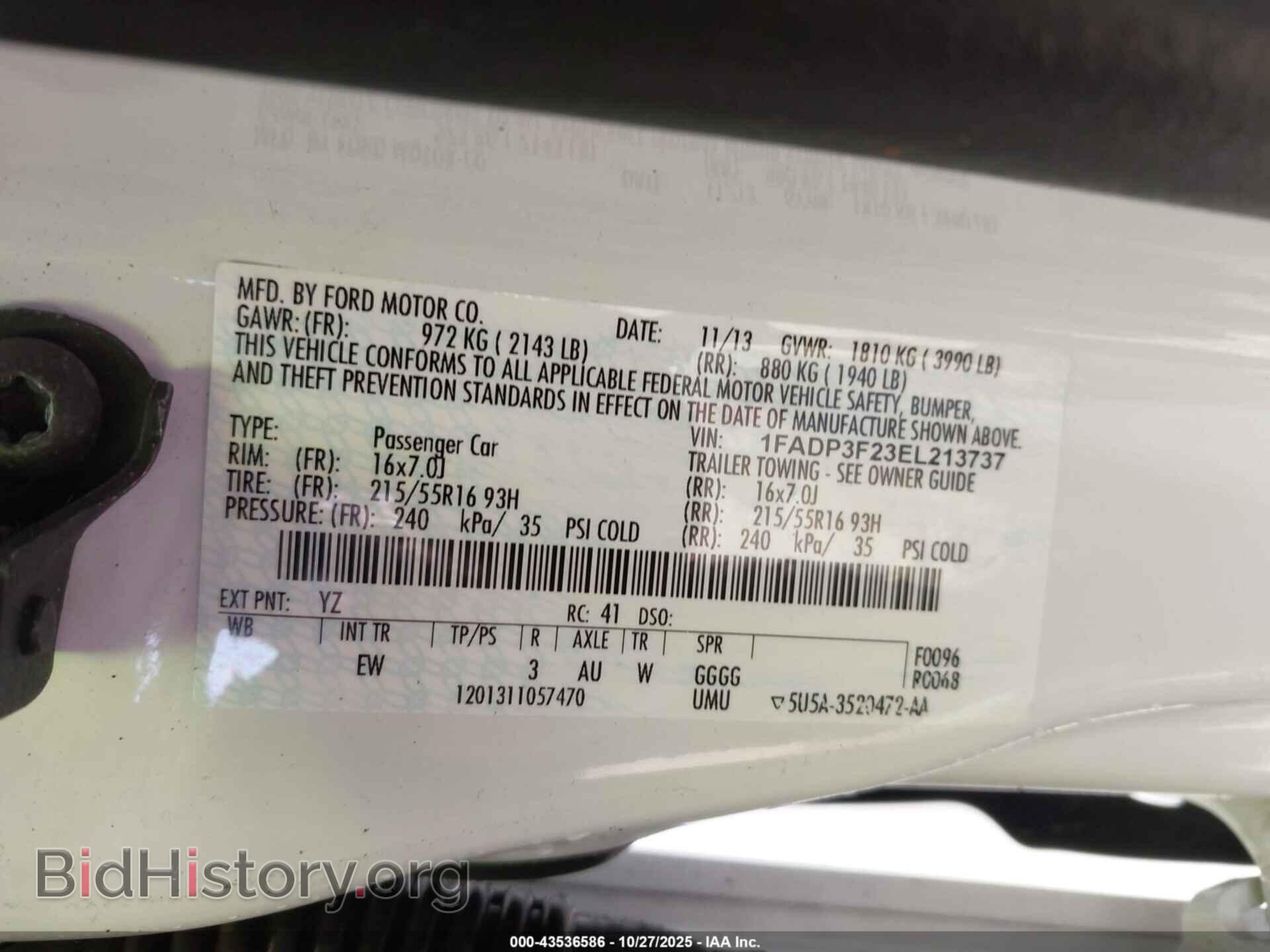 2014 FORD FOCUS - VIN: 1FADP3F23EL213737 - Фото 9