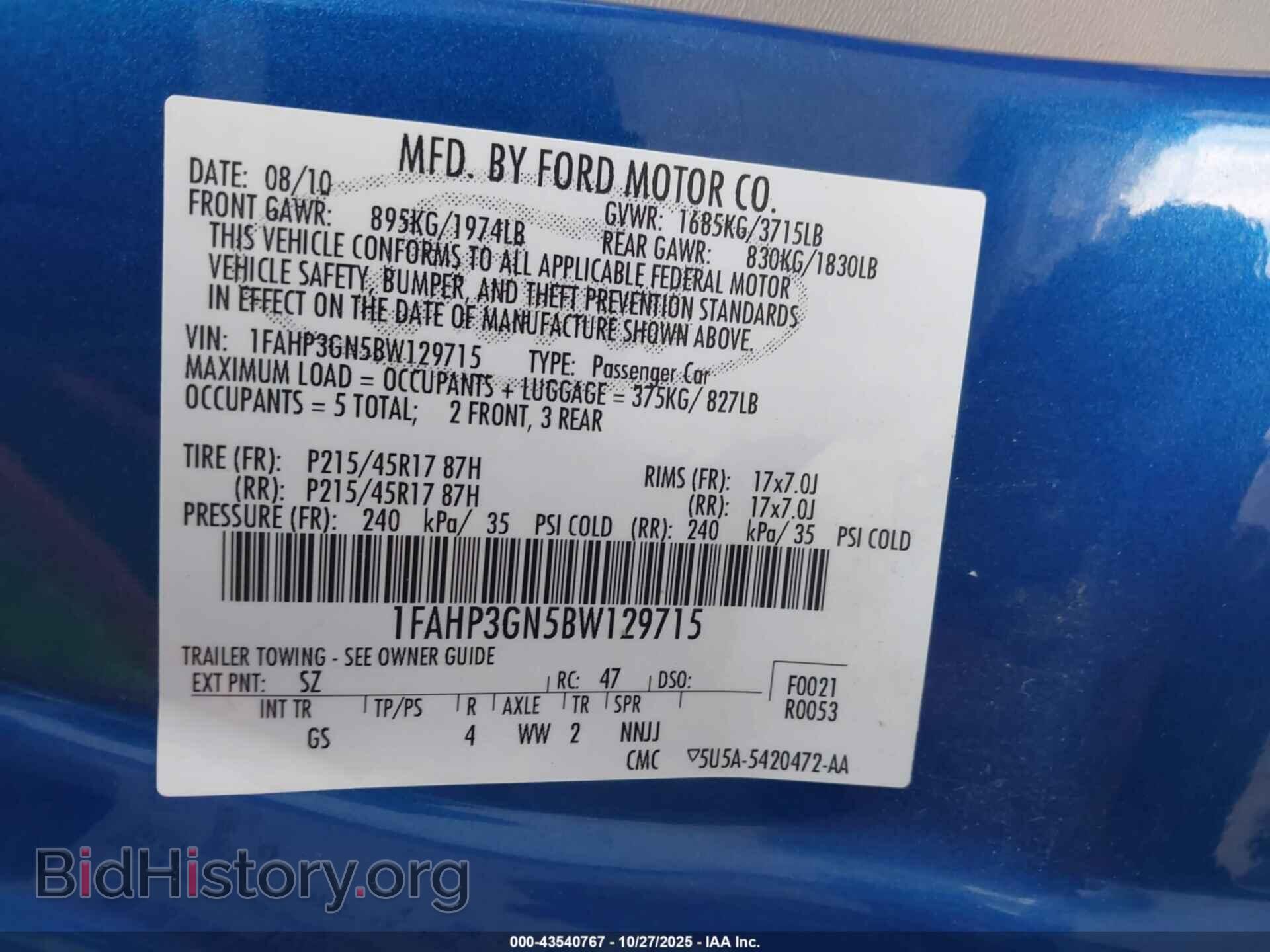 2011 FORD FOCUS - VIN: 1FAHP3GN5BW129715 - Фото 9