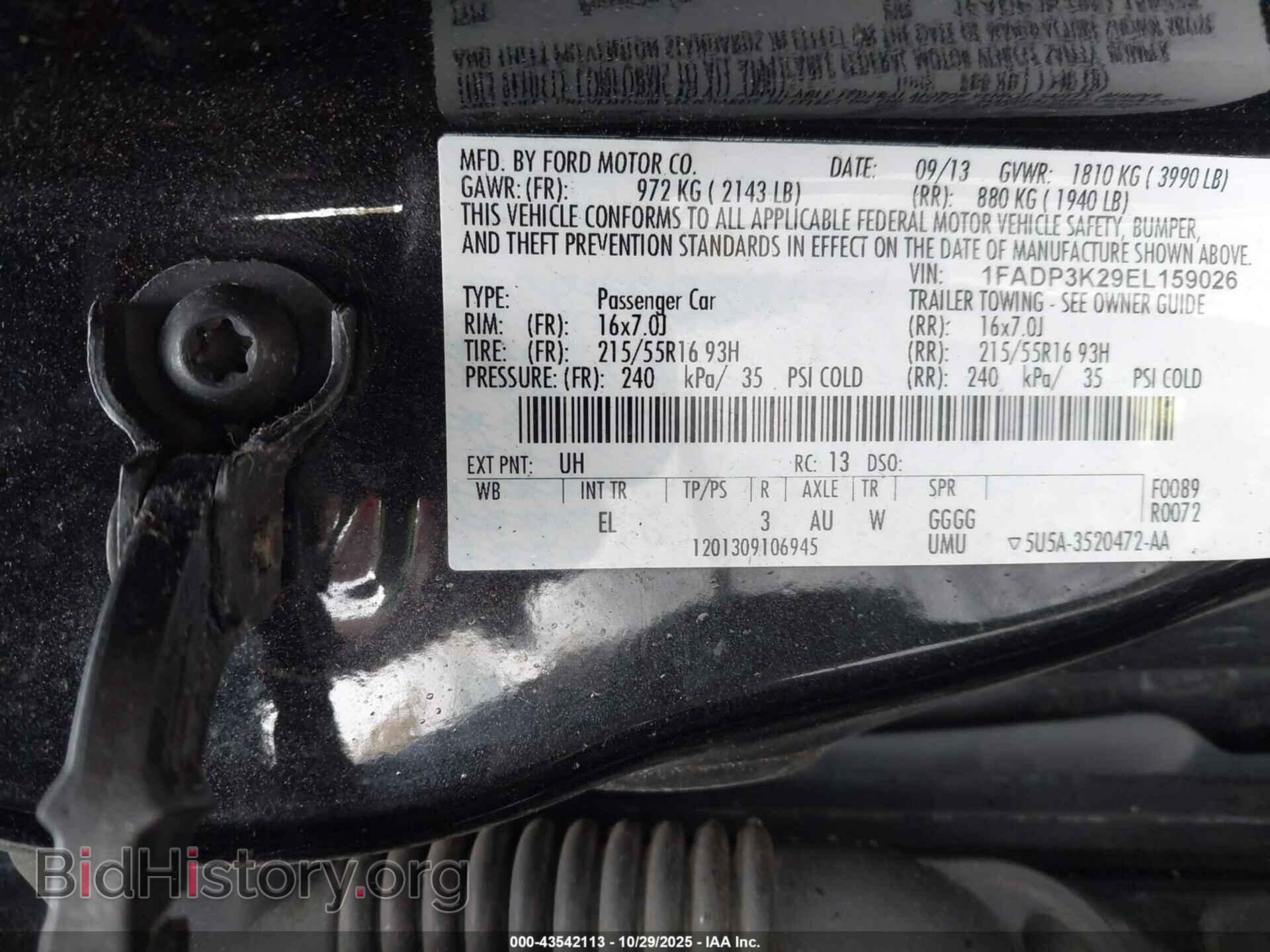 2014 FORD FOCUS - VIN: 1FADP3K29EL159026 - Фото 9