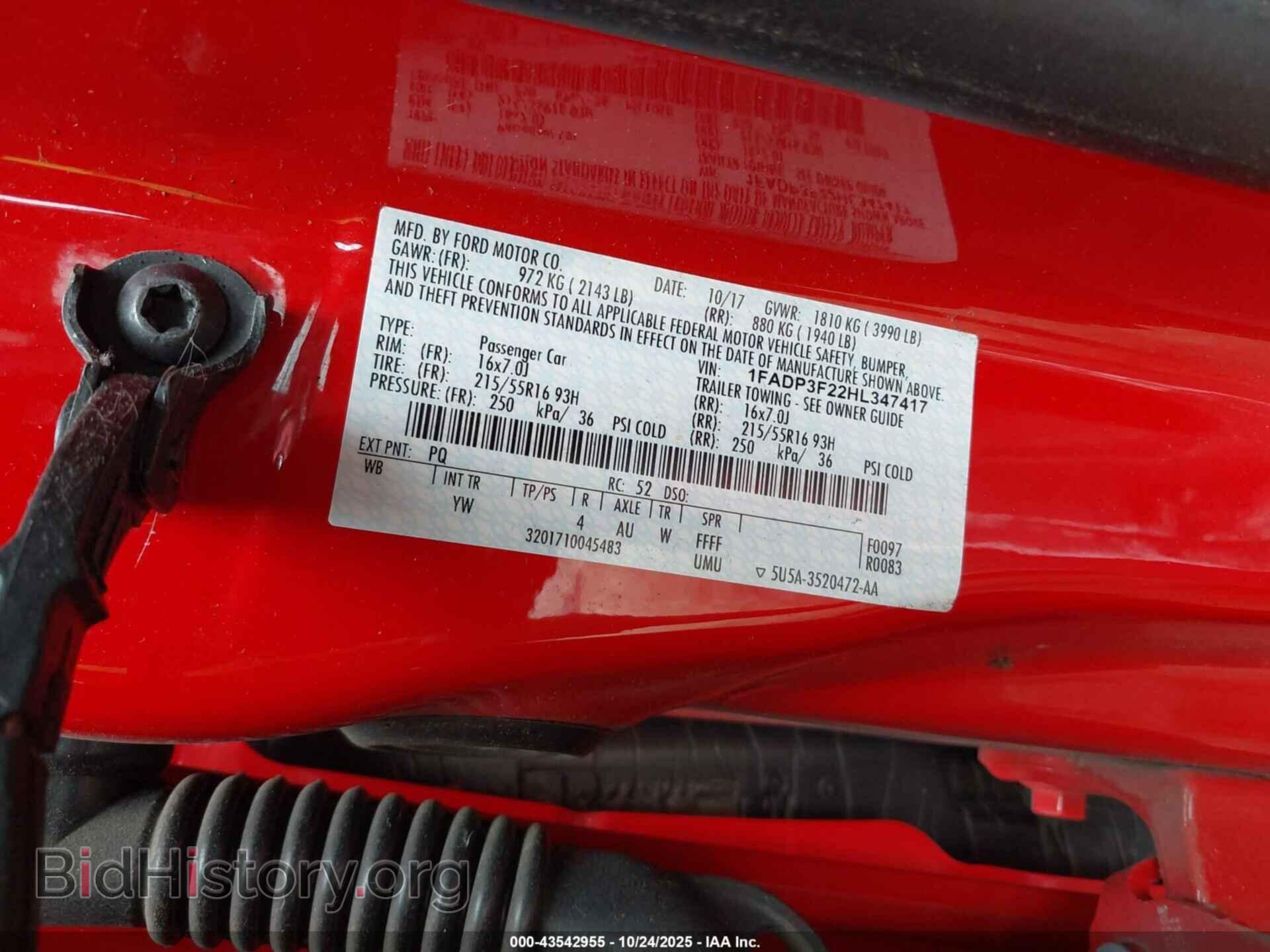 2017 FORD FOCUS - VIN: 1FADP3F22HL347417 - Фото 9