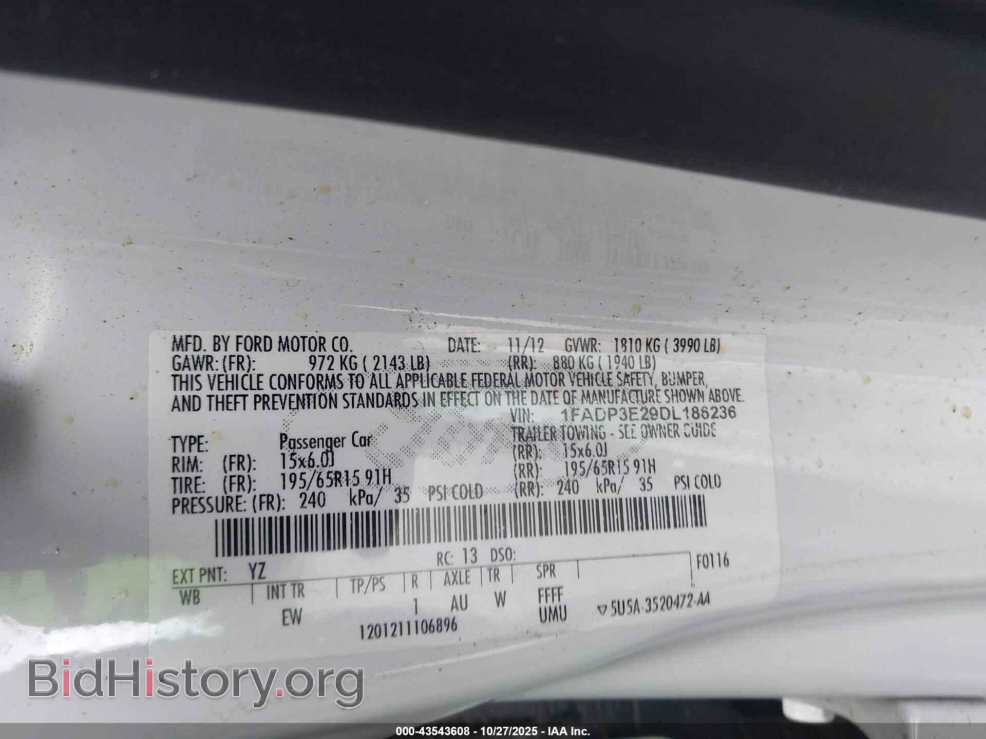 2013 FORD FOCUS - VIN: 1FADP3E29DL186236 - Фото 9