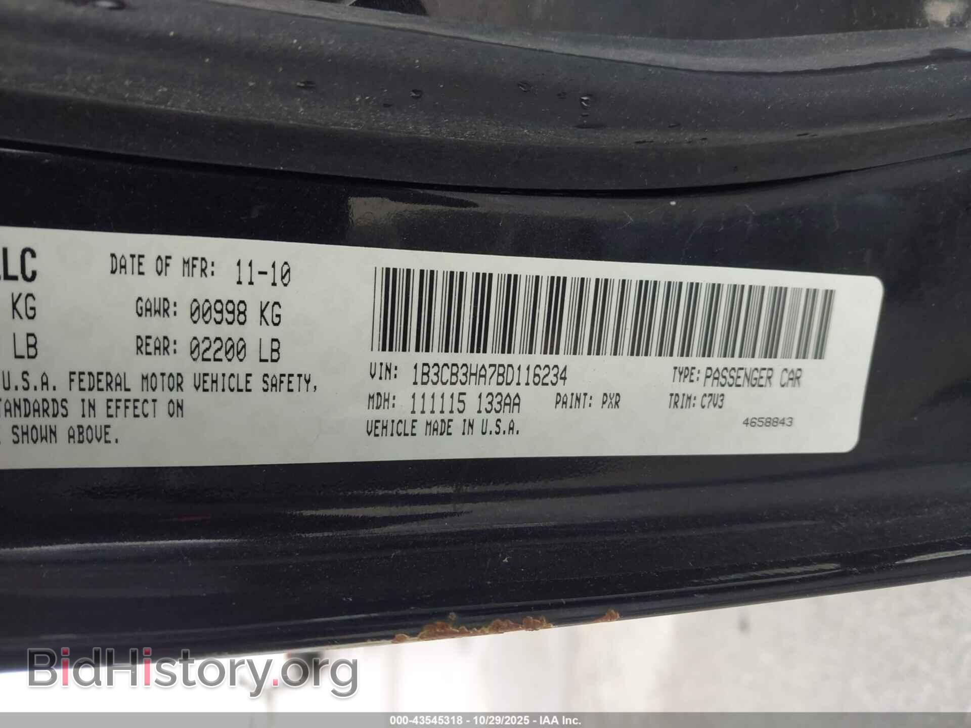 2011 DODGE CALIBER - VIN: 1B3CB3HA7BD116234 - Фото 9
