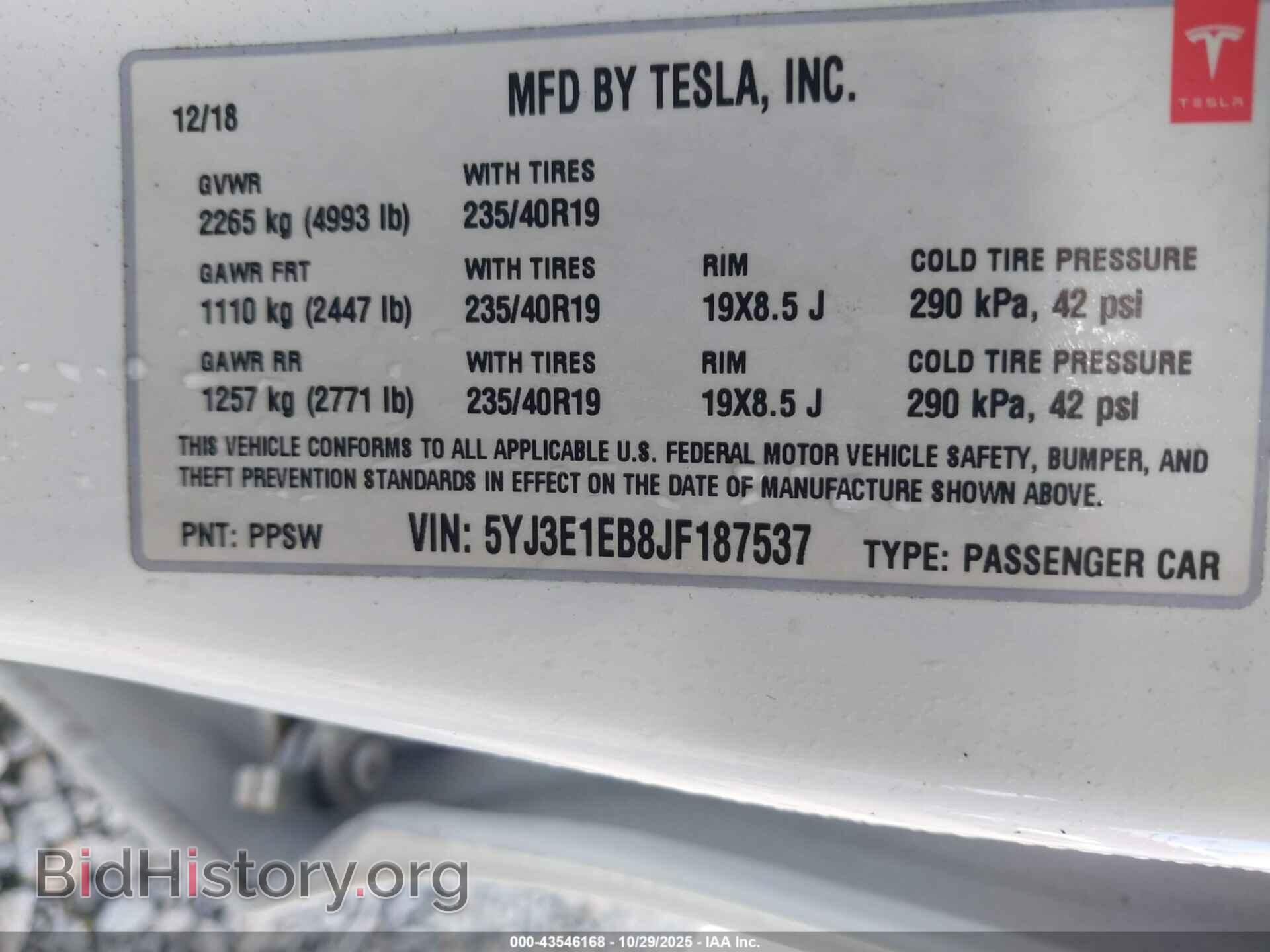 2018 TESLA MODEL 3 - VIN: 5YJ3E1EB8JF187537 - Photo 9