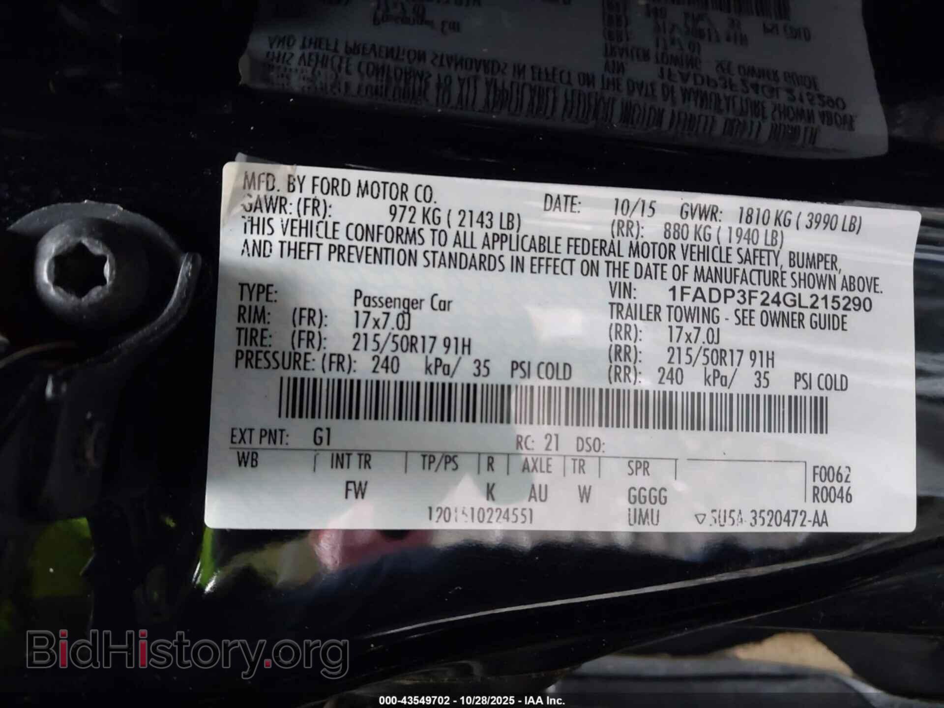 2016 FORD FOCUS - VIN: 1FADP3F24GL215290 - Фото 9