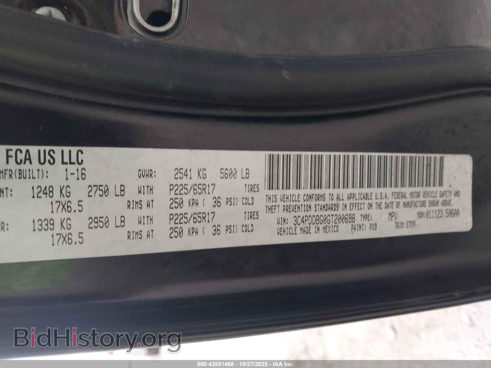 2016 DODGE JOURNEY - VIN: 3C4PDDBG0GT200698 - Фото 9
