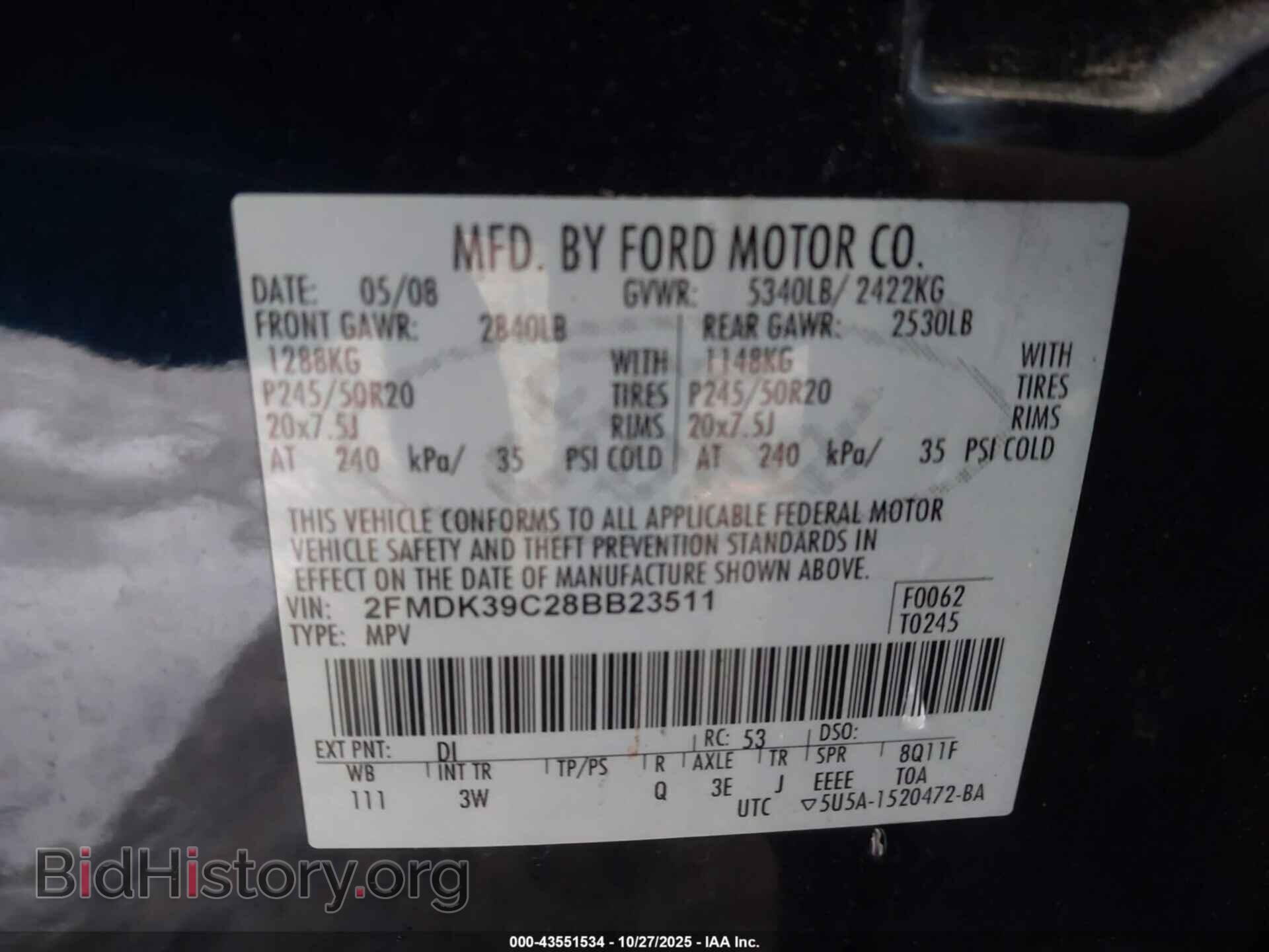 2008 FORD EDGE - VIN: 2FMDK39C28BB23511 - Photo 9