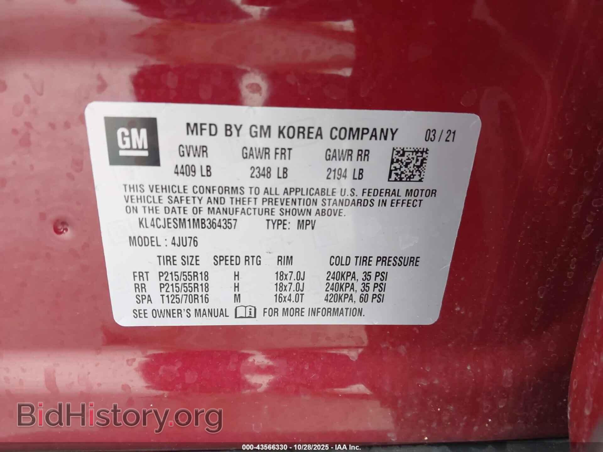 2021 BUICK ENCORE - VIN: KL4CJESM1MB364357 - Photo 9