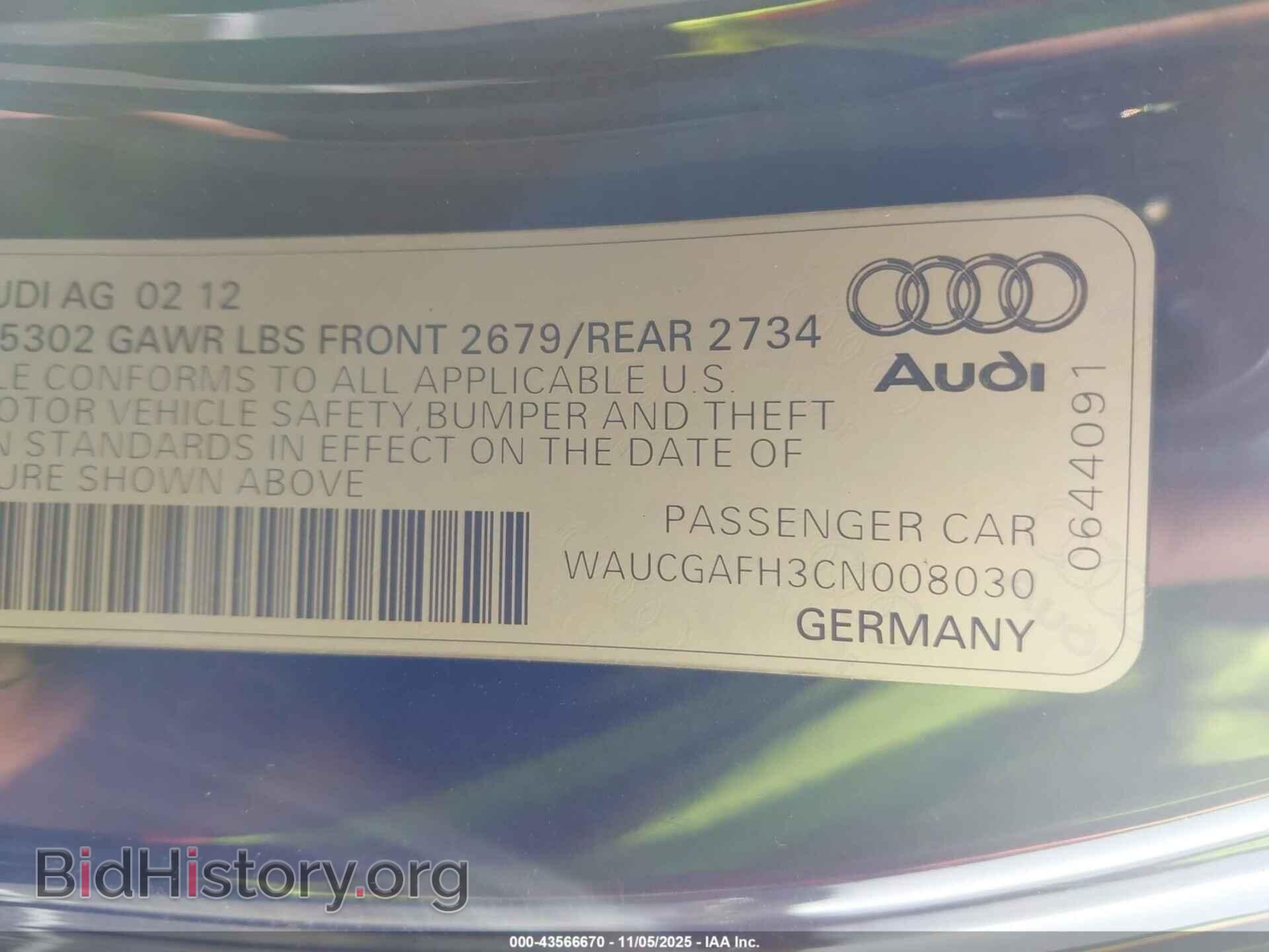 2012 AUDI S5 - VIN: WAUCGAFH3CN008030 - Фото 9