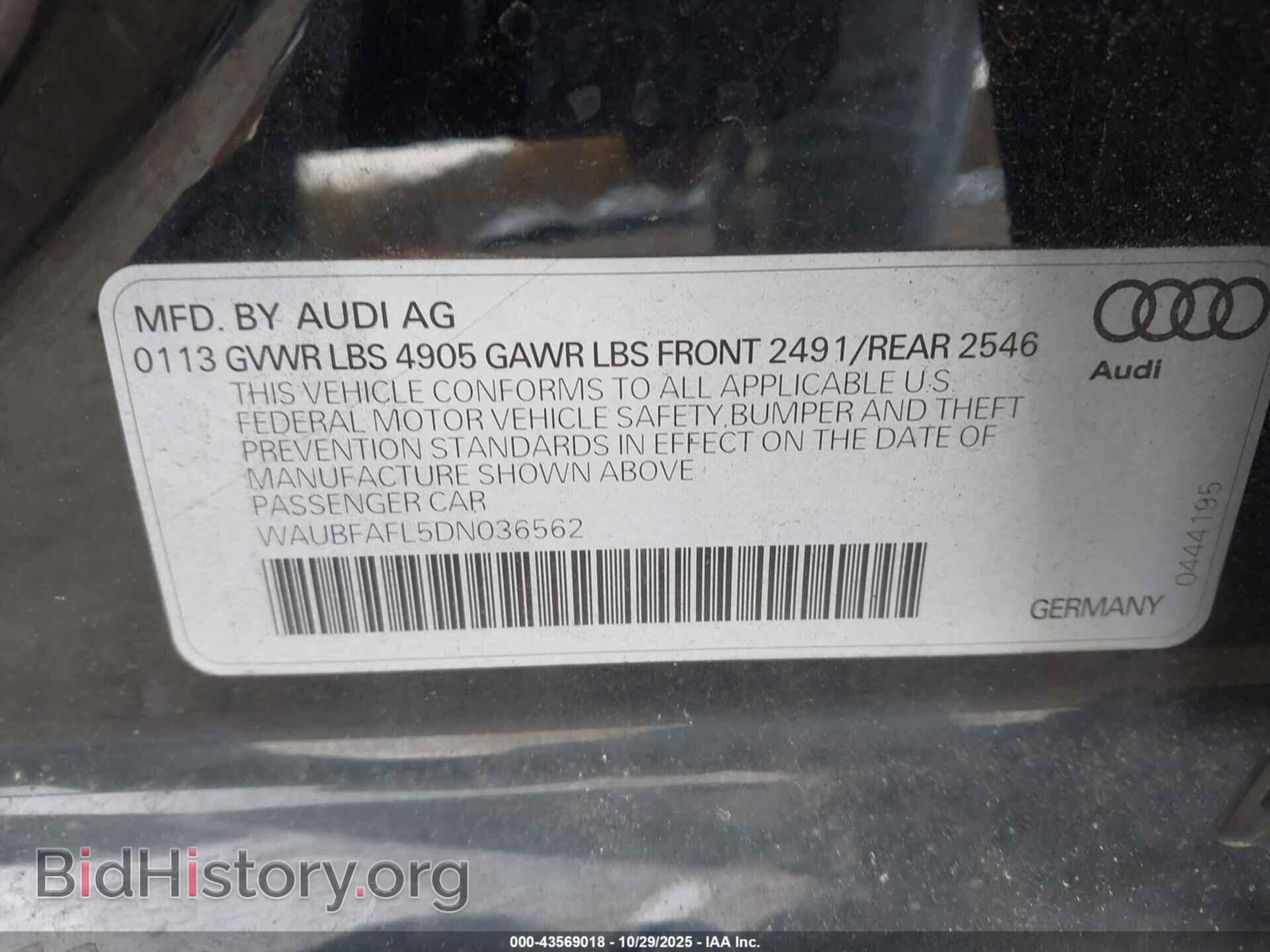 2013 AUDI A4 - VIN: WAUBFAFL5DN036562 - Фото 9