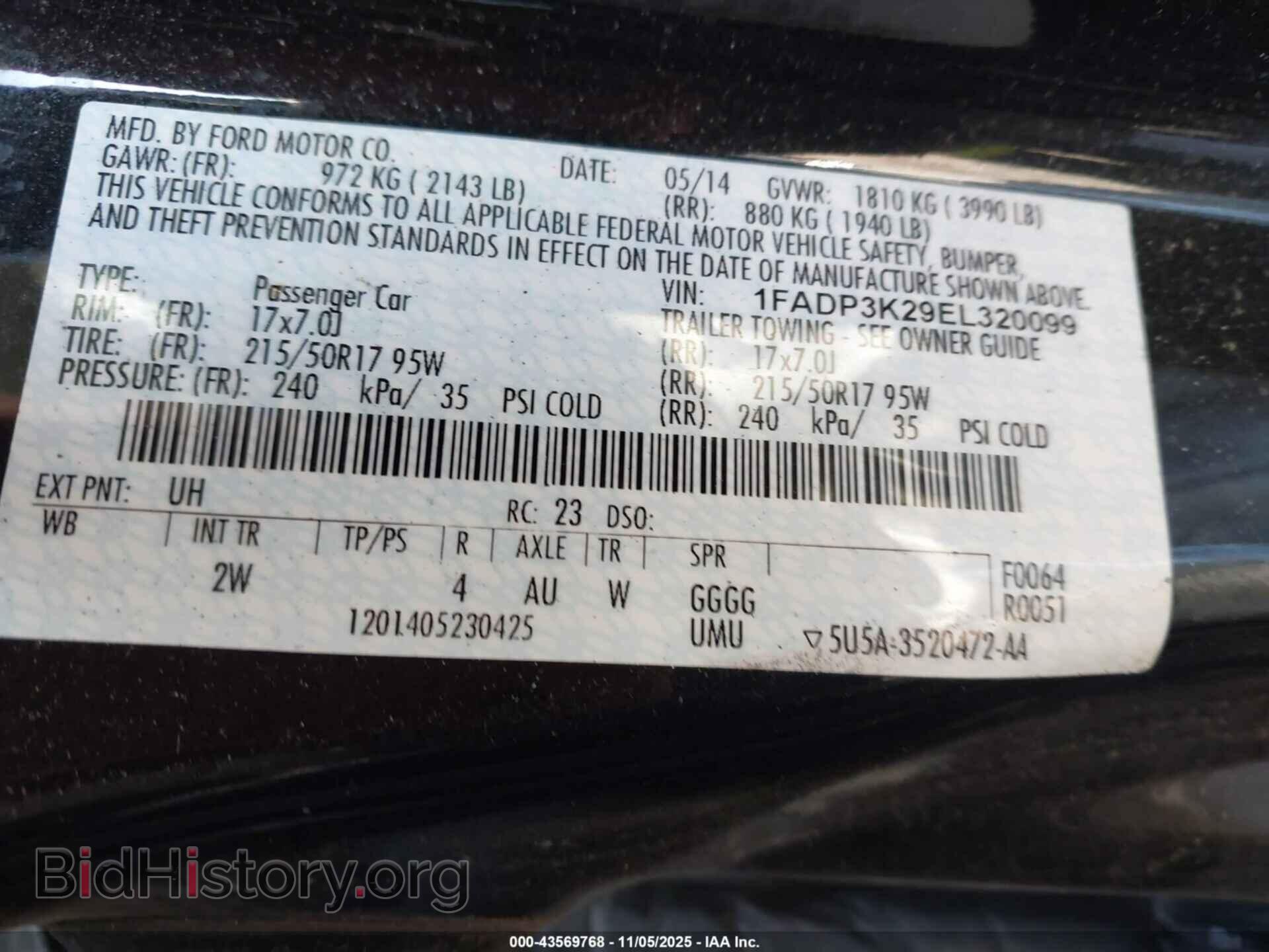 2014 FORD FOCUS - VIN: 1FADP3K29EL320099 - Photo 9