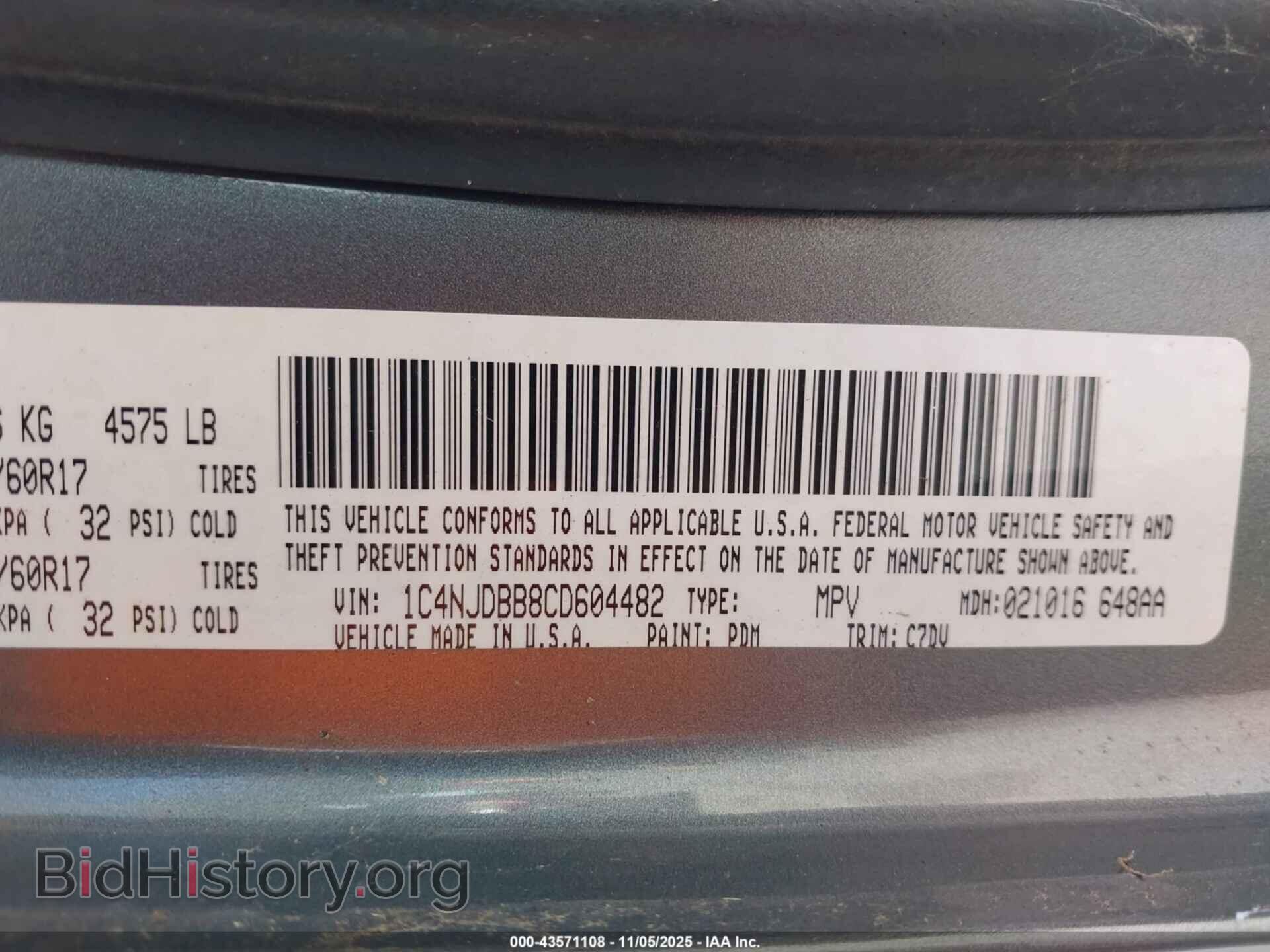 2012 JEEP COMPASS - VIN: 1C4NJDBB8CD604482 - Photo 9