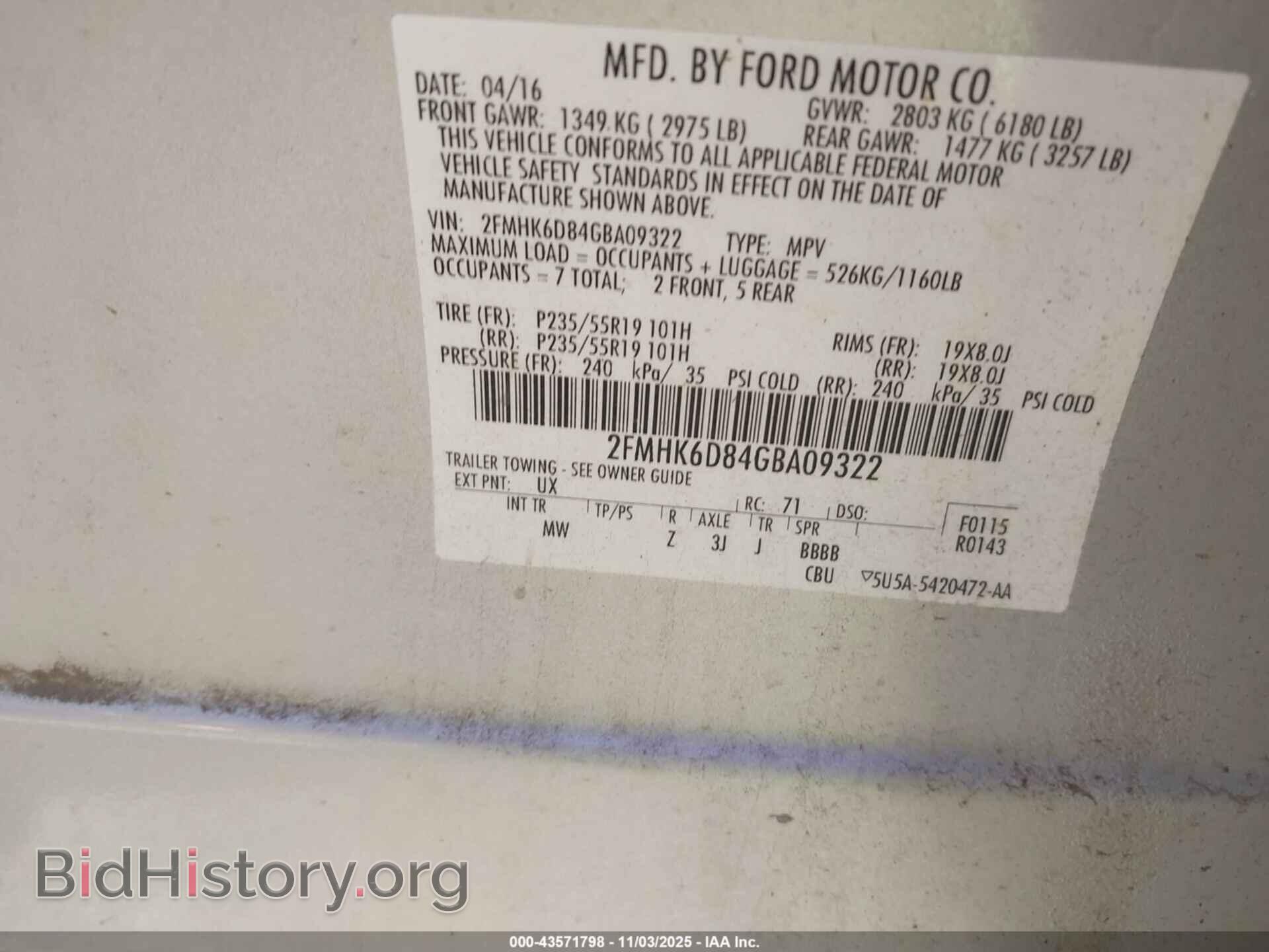 2016 FORD FLEX - VIN: 2FMHK6D84GBA09322 - Photo 9