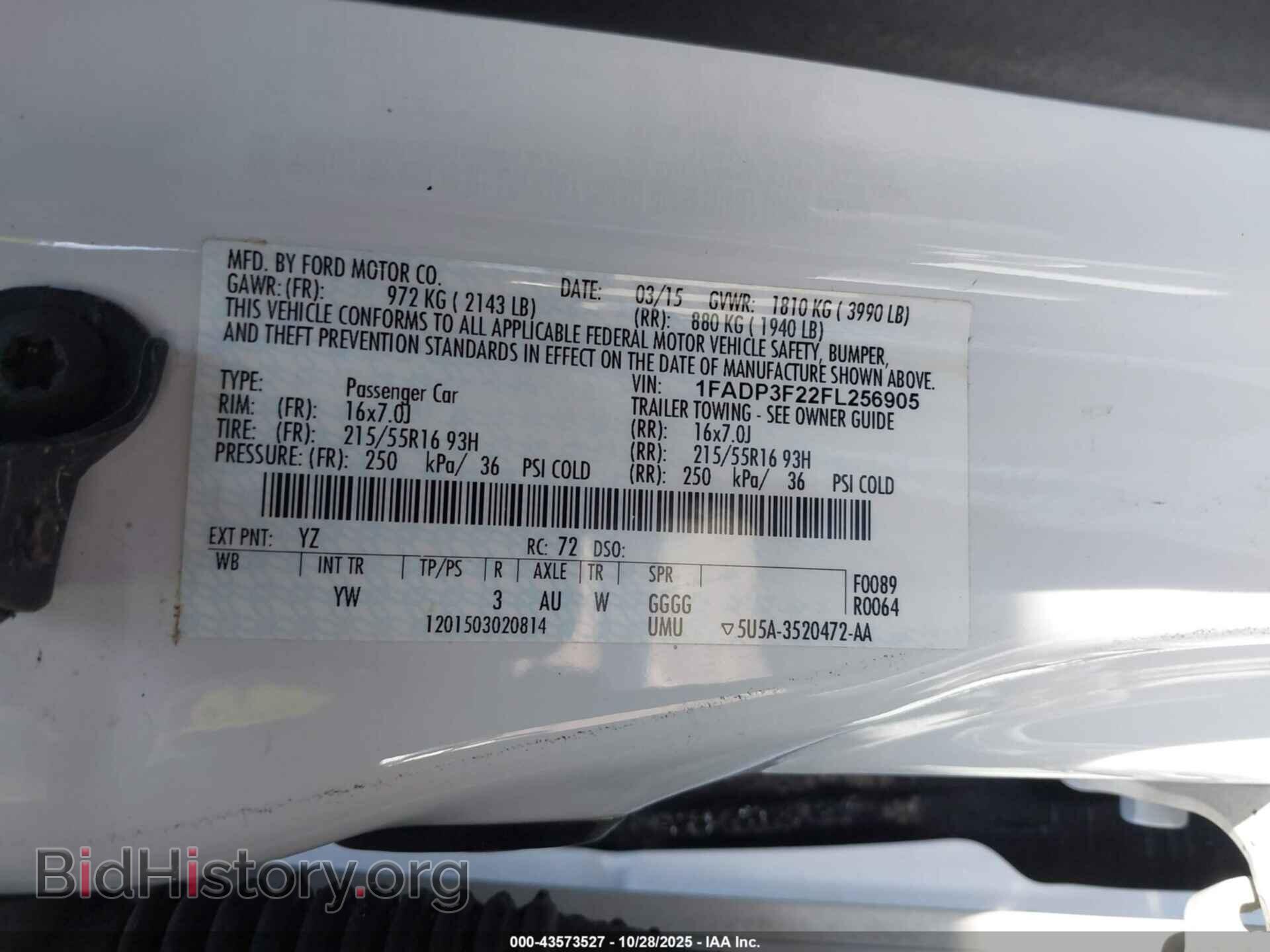 2015 FORD FOCUS - VIN: 1FADP3F22FL256905 - Фото 9