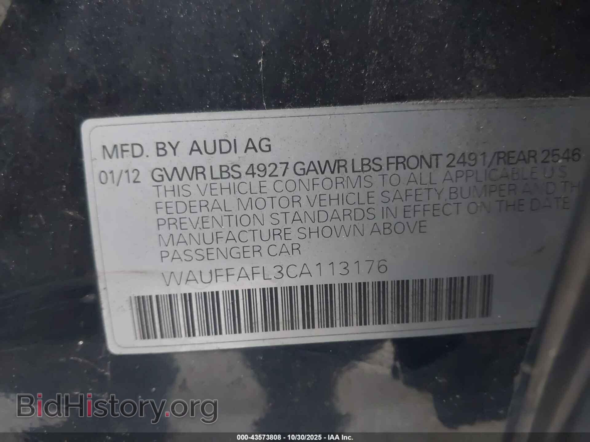 2012 AUDI A4 - VIN: WAUFFAFL3CA113176 - Photo 9
