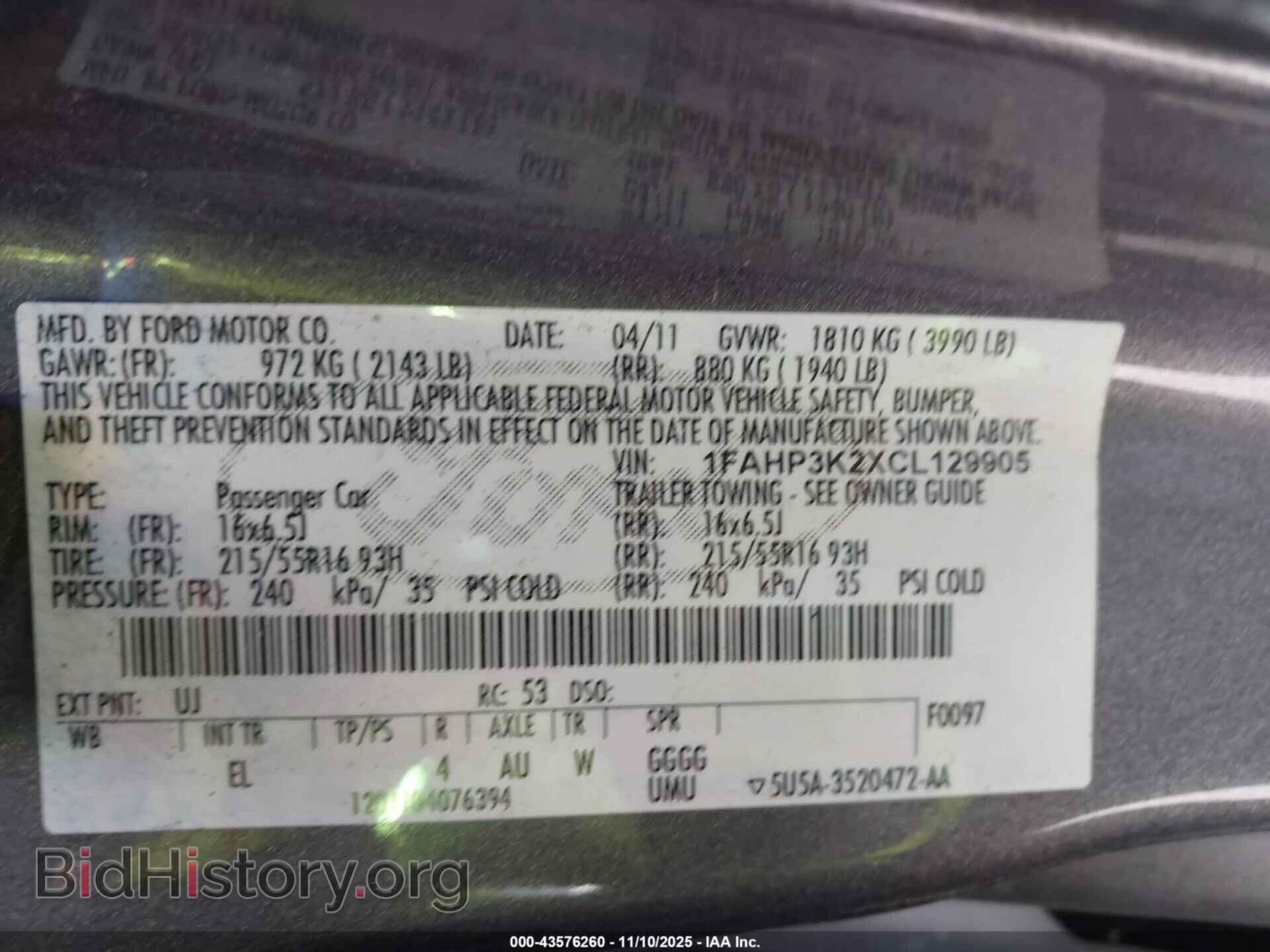 2012 FORD FOCUS - VIN: 1FAHP3K2XCL129905 - Фото 9