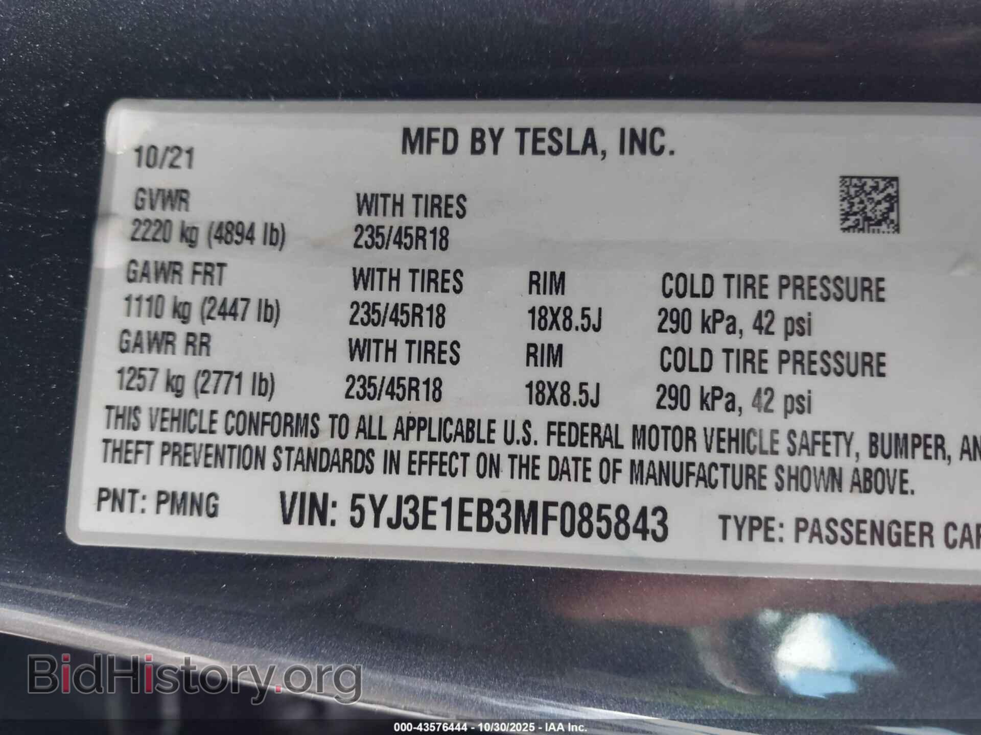2021 TESLA MODEL 3 - VIN: 5YJ3E1EB3MF085843 - Photo 9