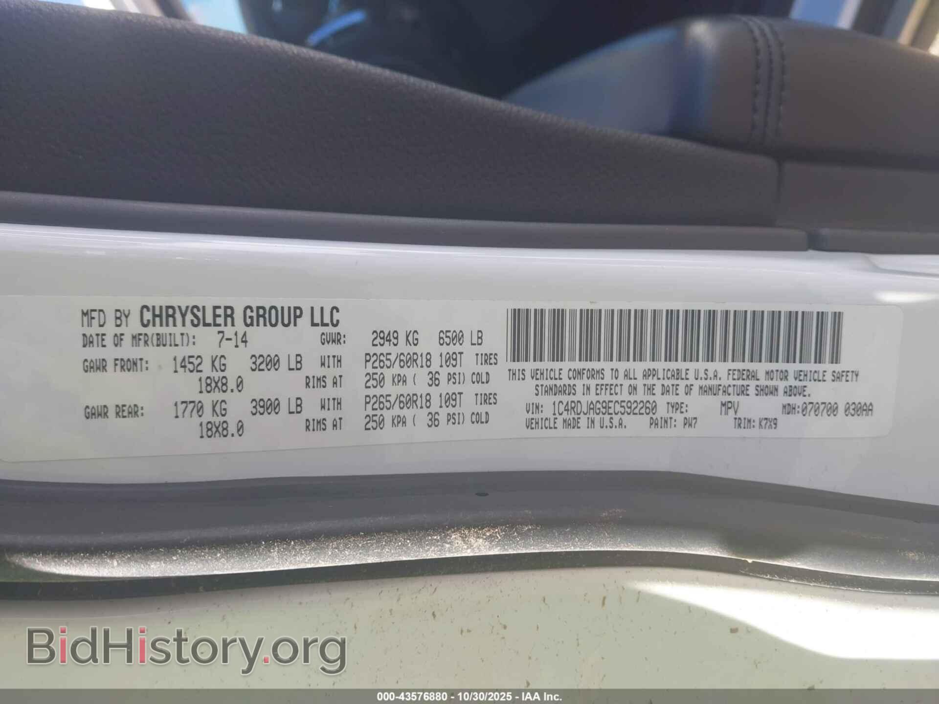 2014 DODGE DURANGO - VIN: 1C4RDJAG9EC592260 - Фото 9