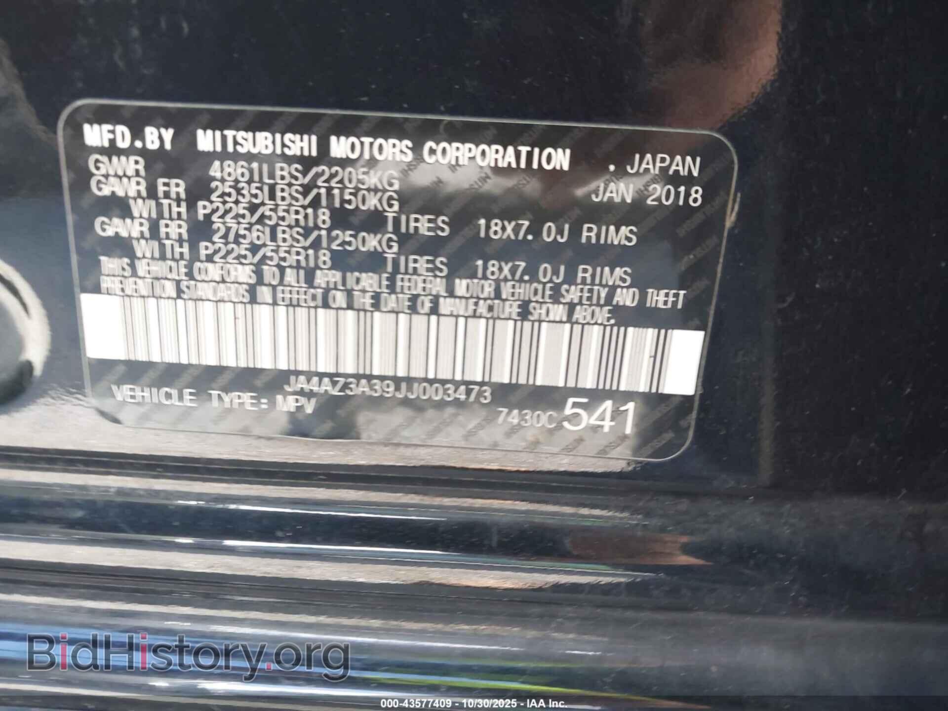 2018 MITSUBISHI OUTLANDER - VIN: JA4AZ3A39JJ003473 - Photo 9