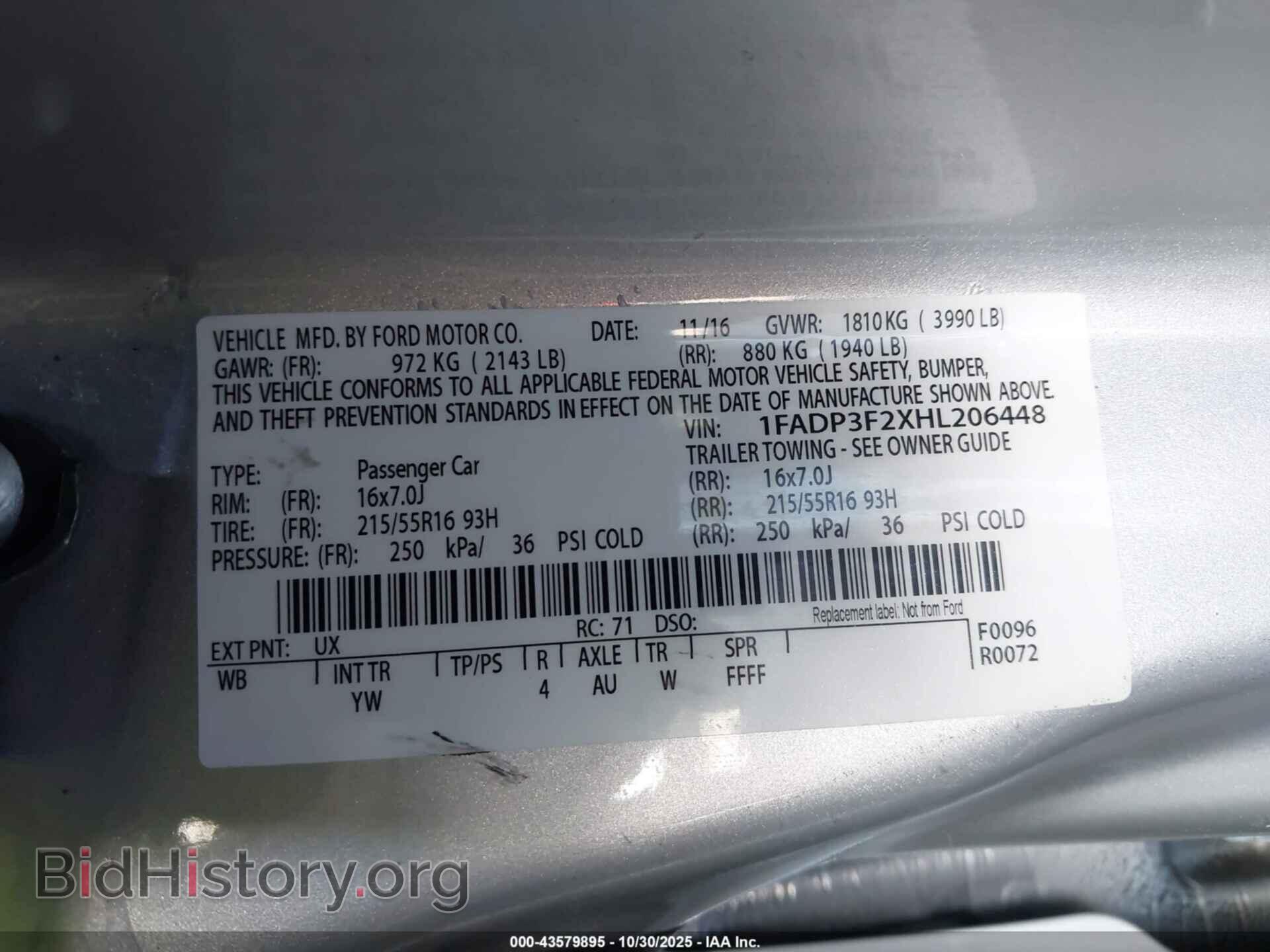 2017 FORD FOCUS - VIN: 1FADP3F2XHL206448 - Фото 9