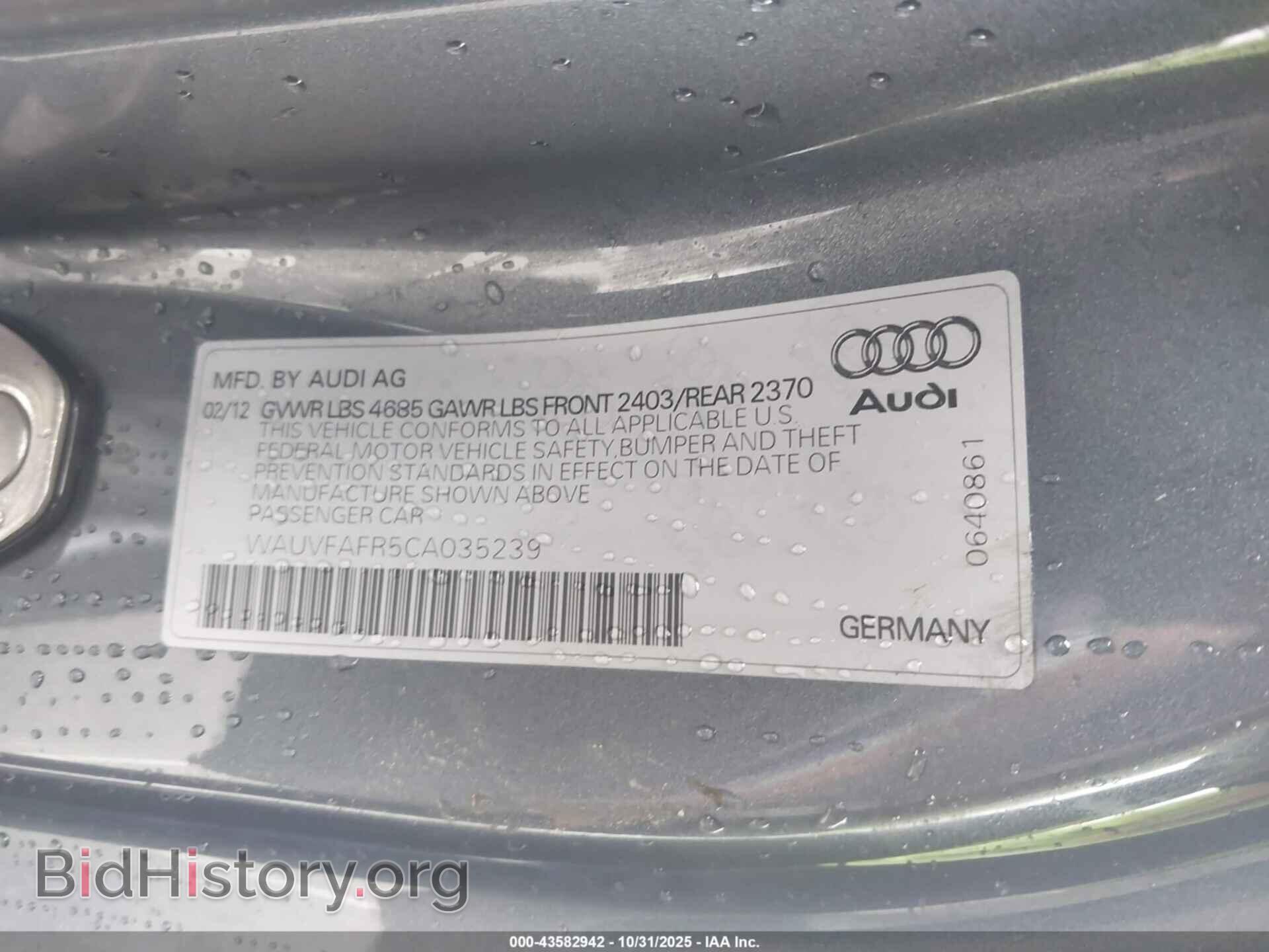 2012 AUDI A5 - VIN: WAUVFAFR5CA035239 - Photo 9