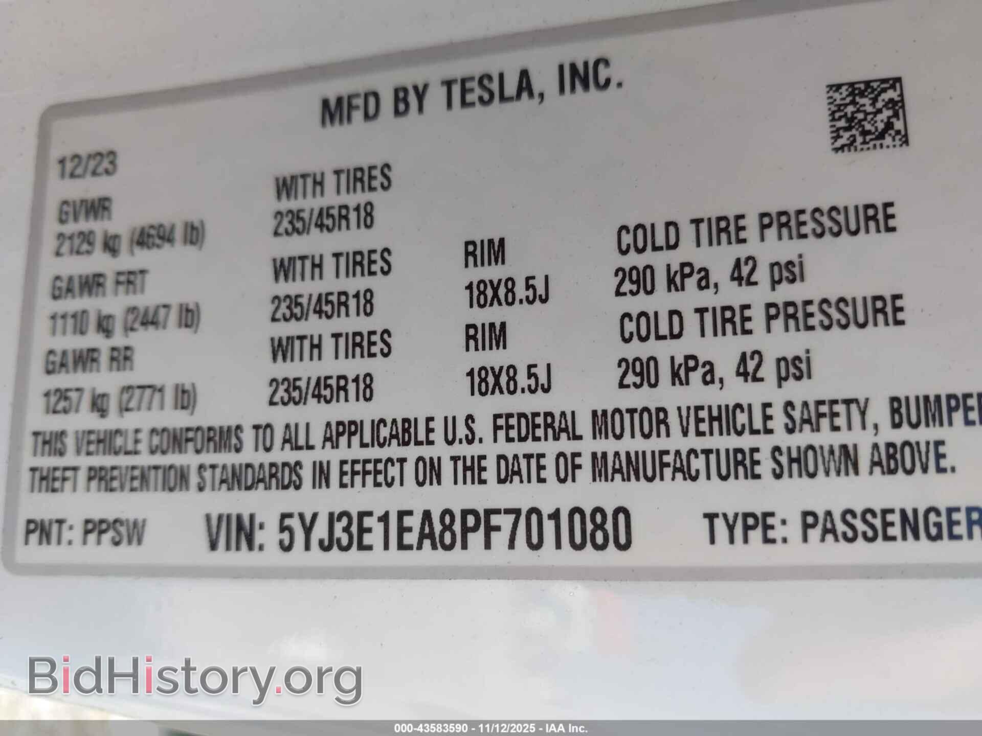 2023 TESLA MODEL 3 - VIN: 5YJ3E1EA8PF701080 - Фото 9