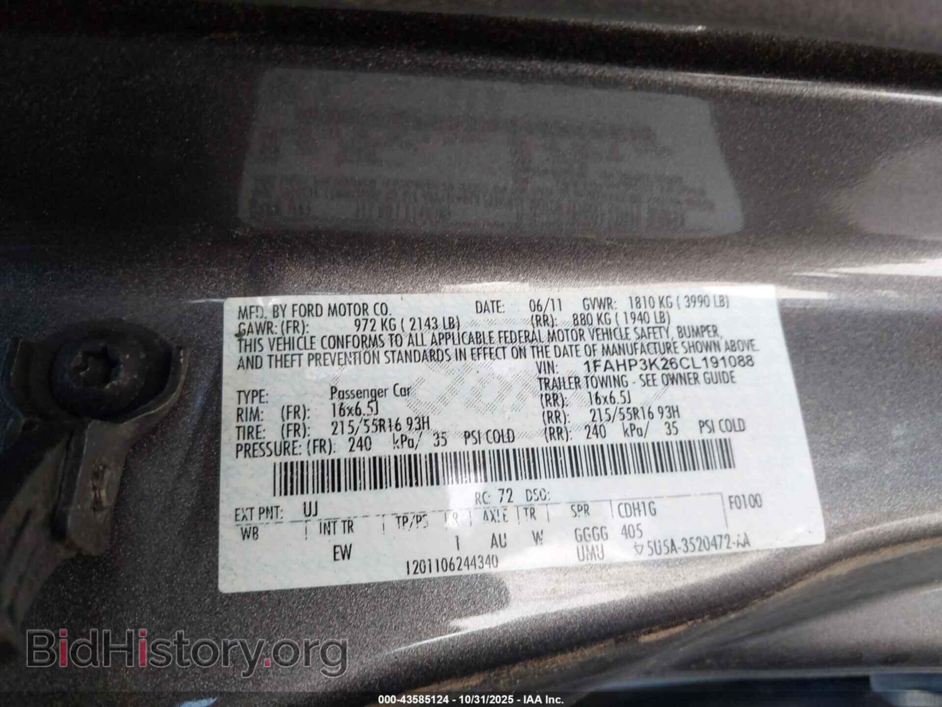 2012 FORD FOCUS - VIN: 1FAHP3K26CL191088 - Фото 9