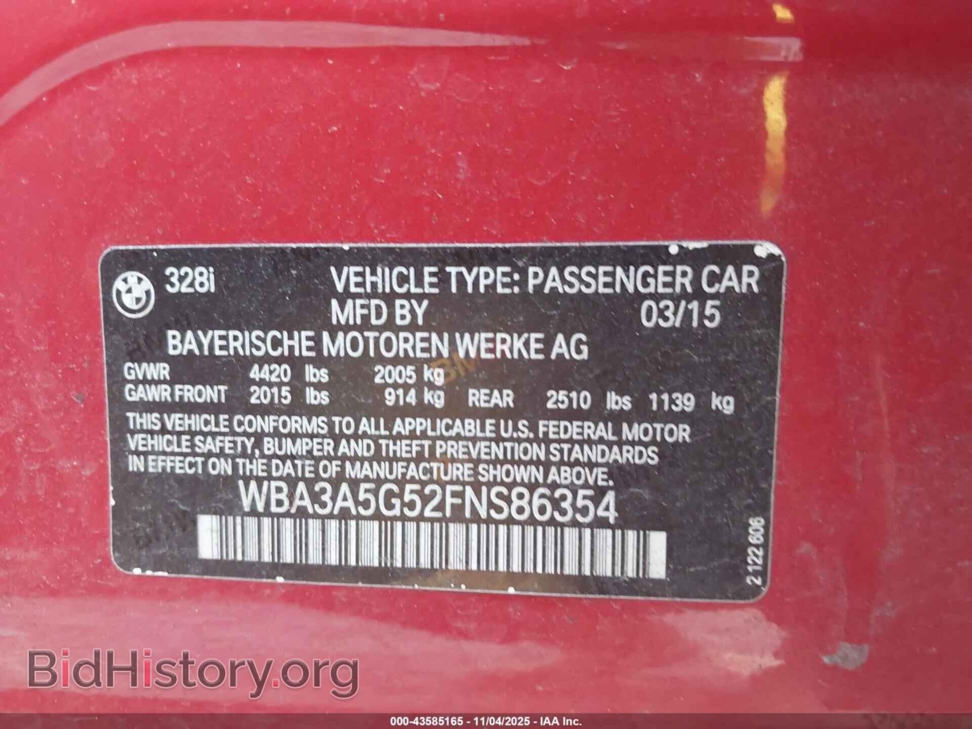 2015 BMW 328I - VIN: WBA3A5G52FNS86354 - Фото 9