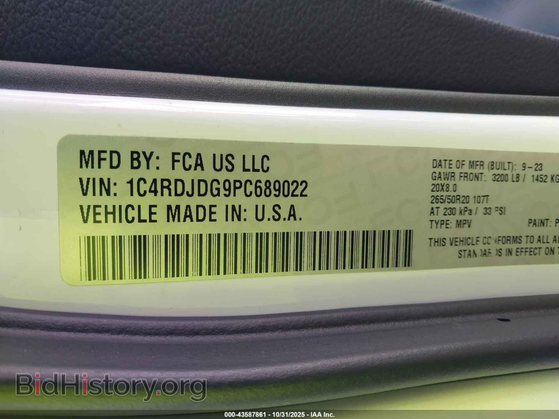 2023 DODGE DURANGO - VIN: 1C4RDJDG9PC689022 - Фото 9