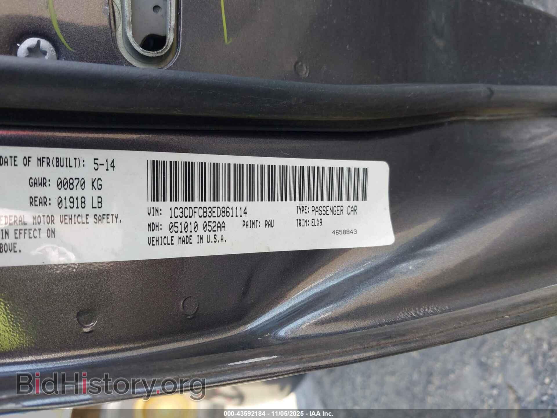 2014 DODGE DART - VIN: 1C3CDFCB3ED861114 - Фото 9