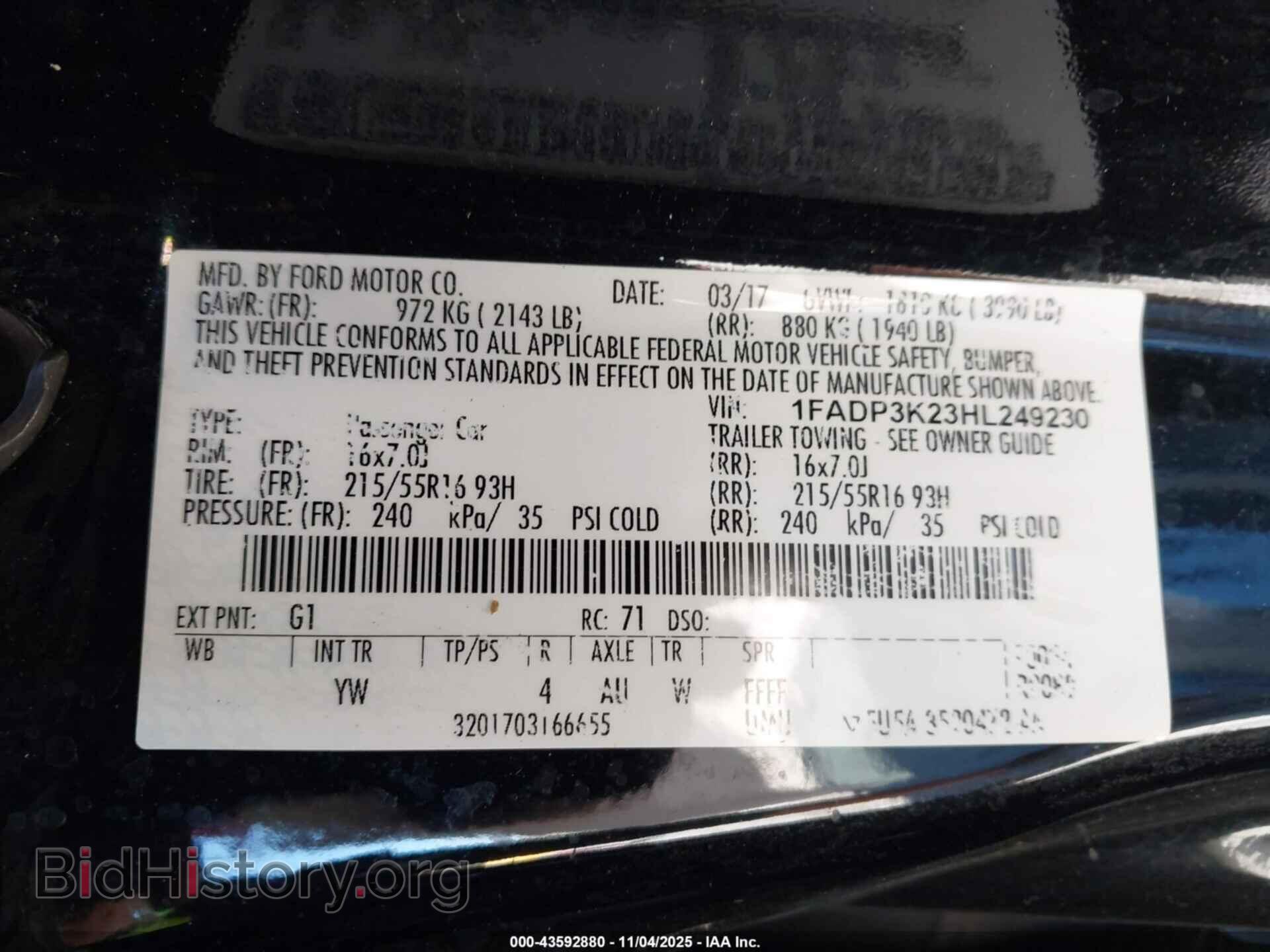 2017 FORD FOCUS - VIN: 1FADP3K23HL249230 - Фото 9
