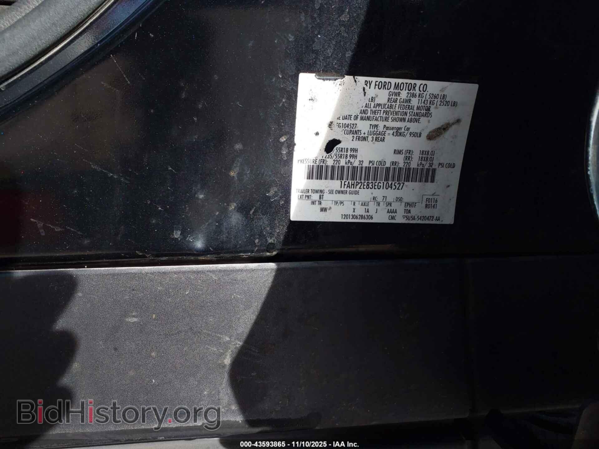 2014 FORD TAURUS - VIN: 1FAHP2E83EG104527 - Фото 9