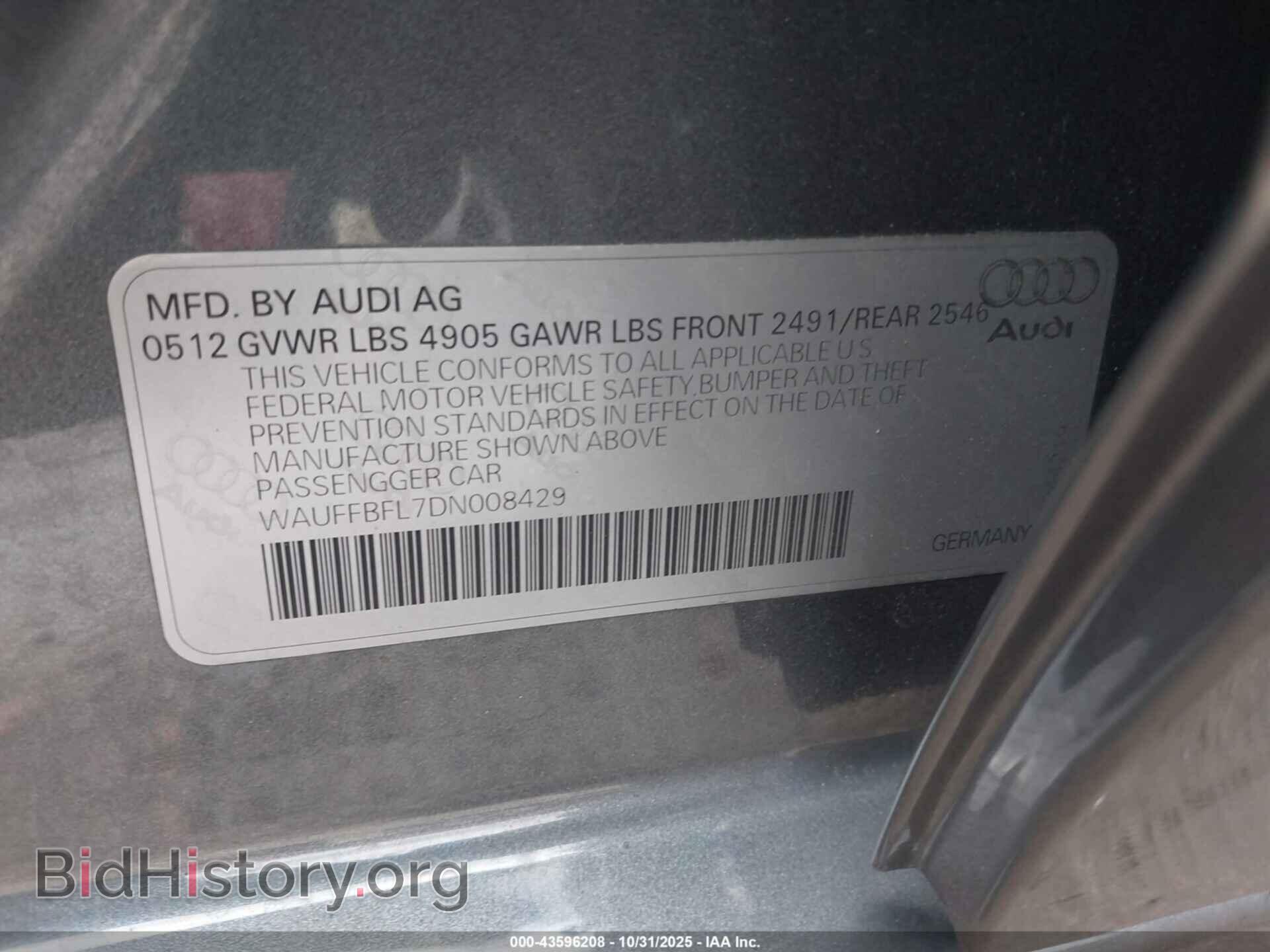 2013 AUDI A4 - VIN: WAUFFBFL7DN008429 - Photo 9