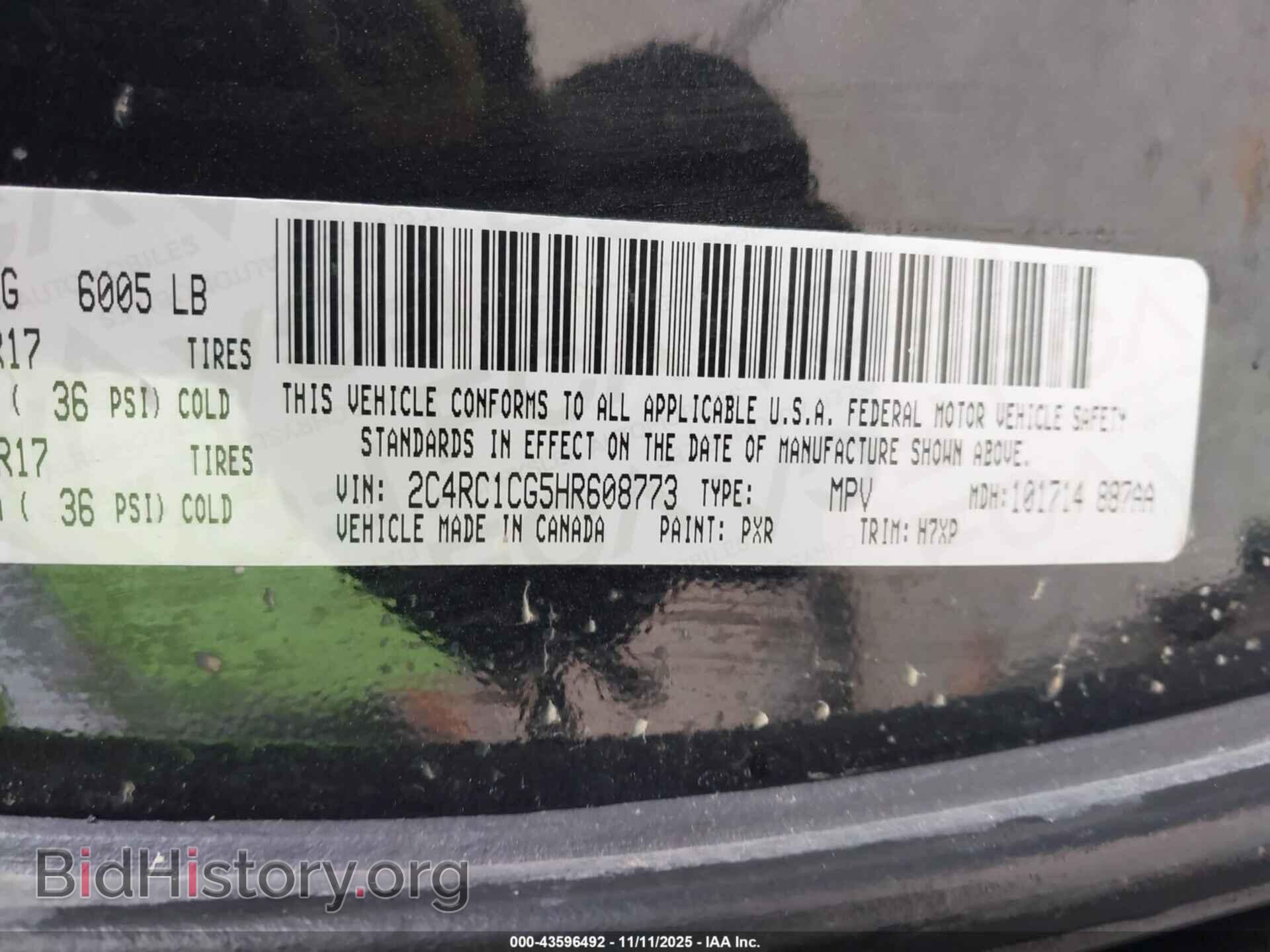 2017 CHRYSLER PACIFICA - VIN: 2C4RC1CG5HR608773 - Photo 9