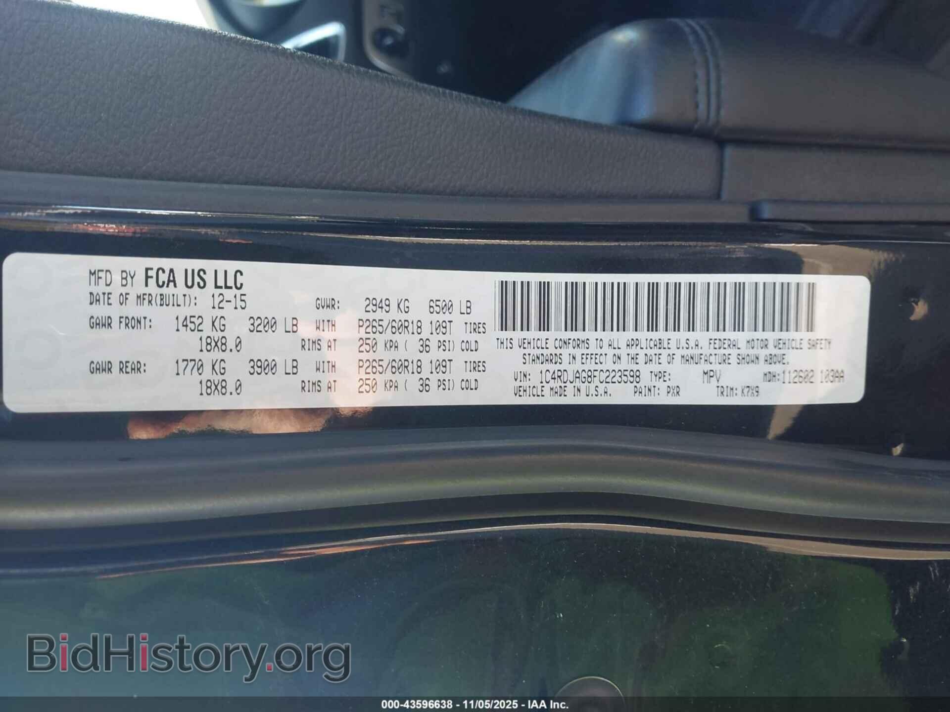 2015 DODGE DURANGO - VIN: 1C4RDJAG8FC223598 - Photo 9
