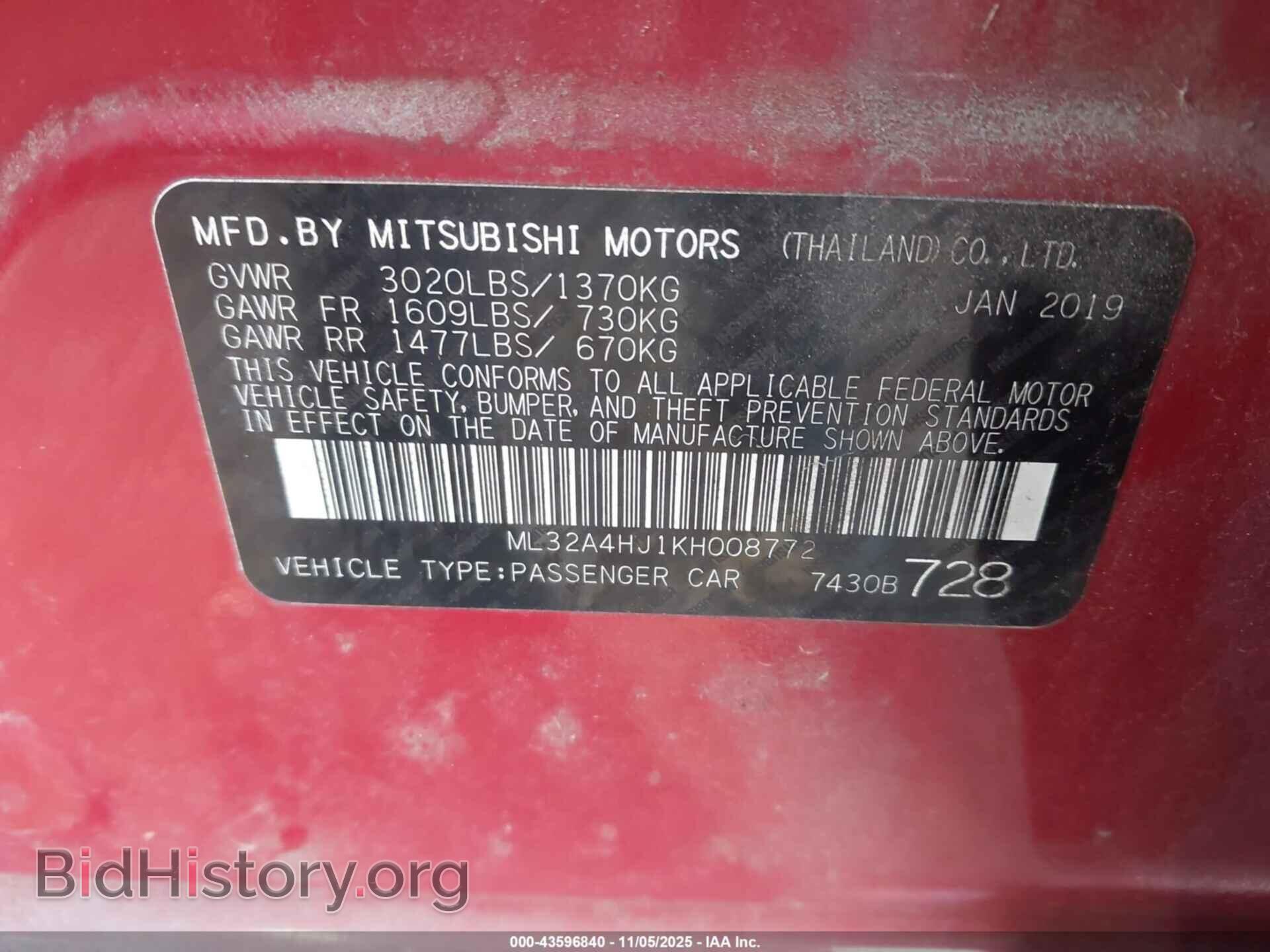 2019 MITSUBISHI MIRAGE - VIN: ML32A4HJ1KH008772 - Фото 9
