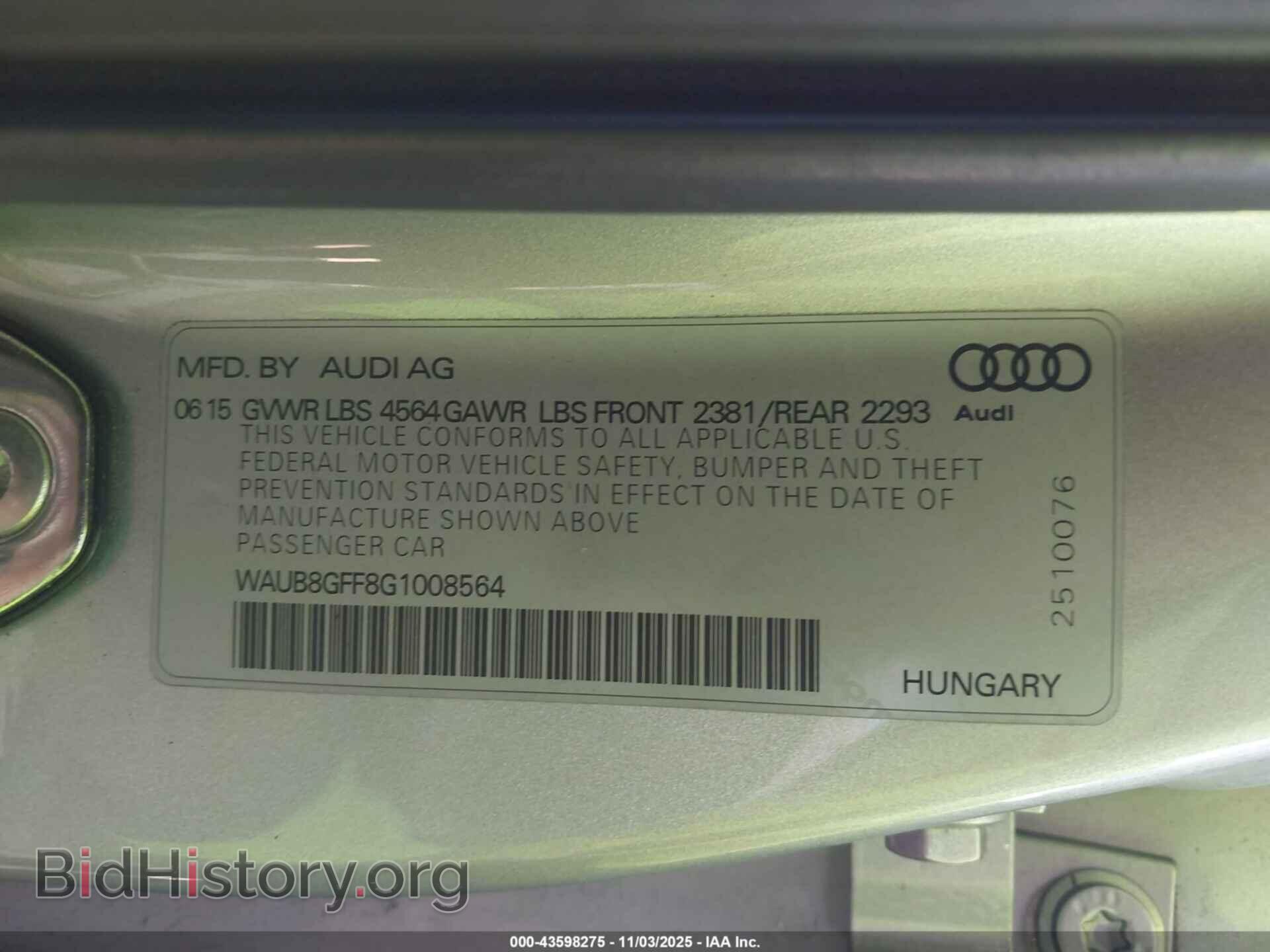 2016 AUDI A3 - VIN: WAUB8GFF8G1008564 - Фото 9