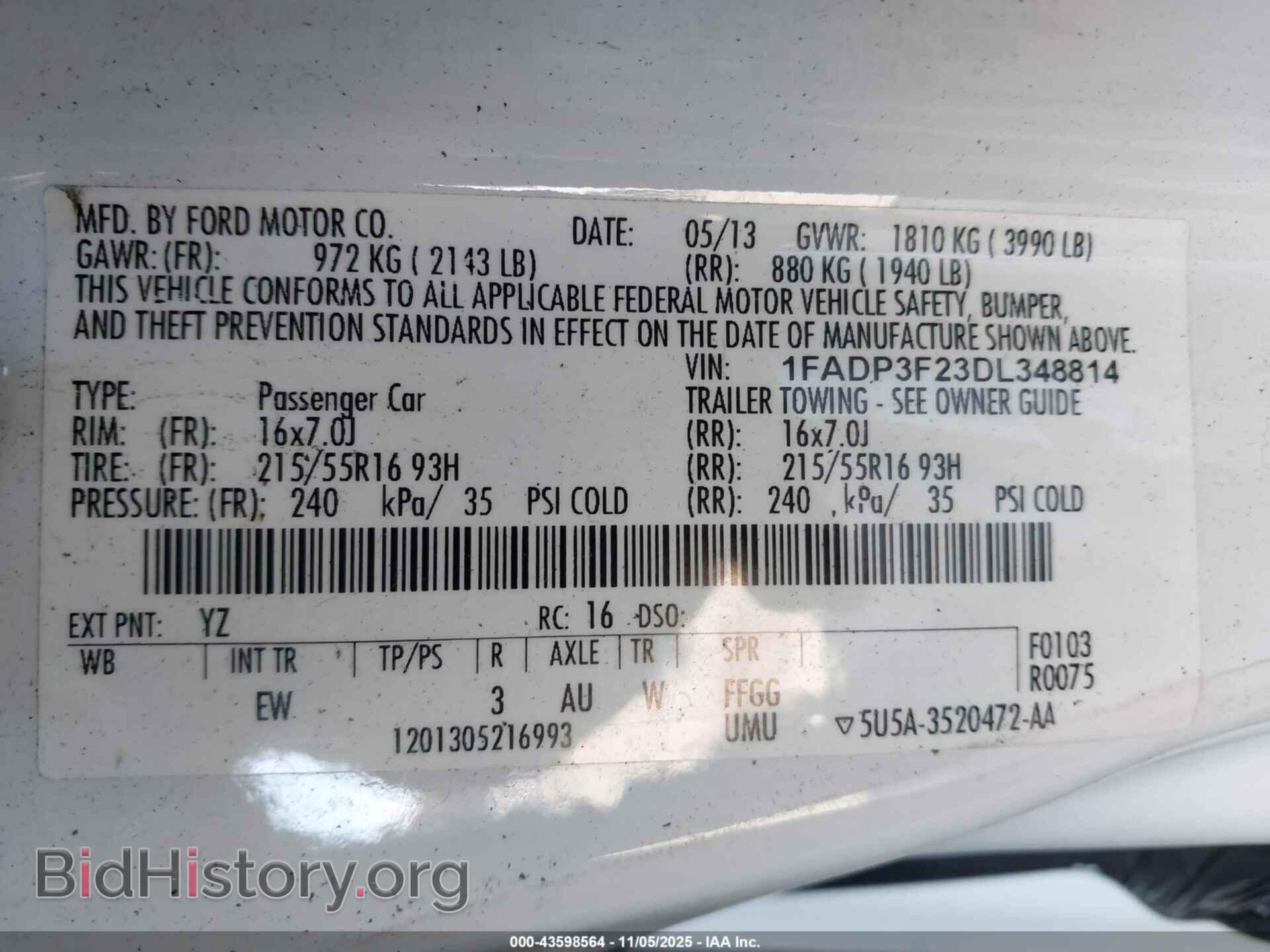 2013 FORD FOCUS - VIN: 1FADP3F23DL348814 - Фото 9