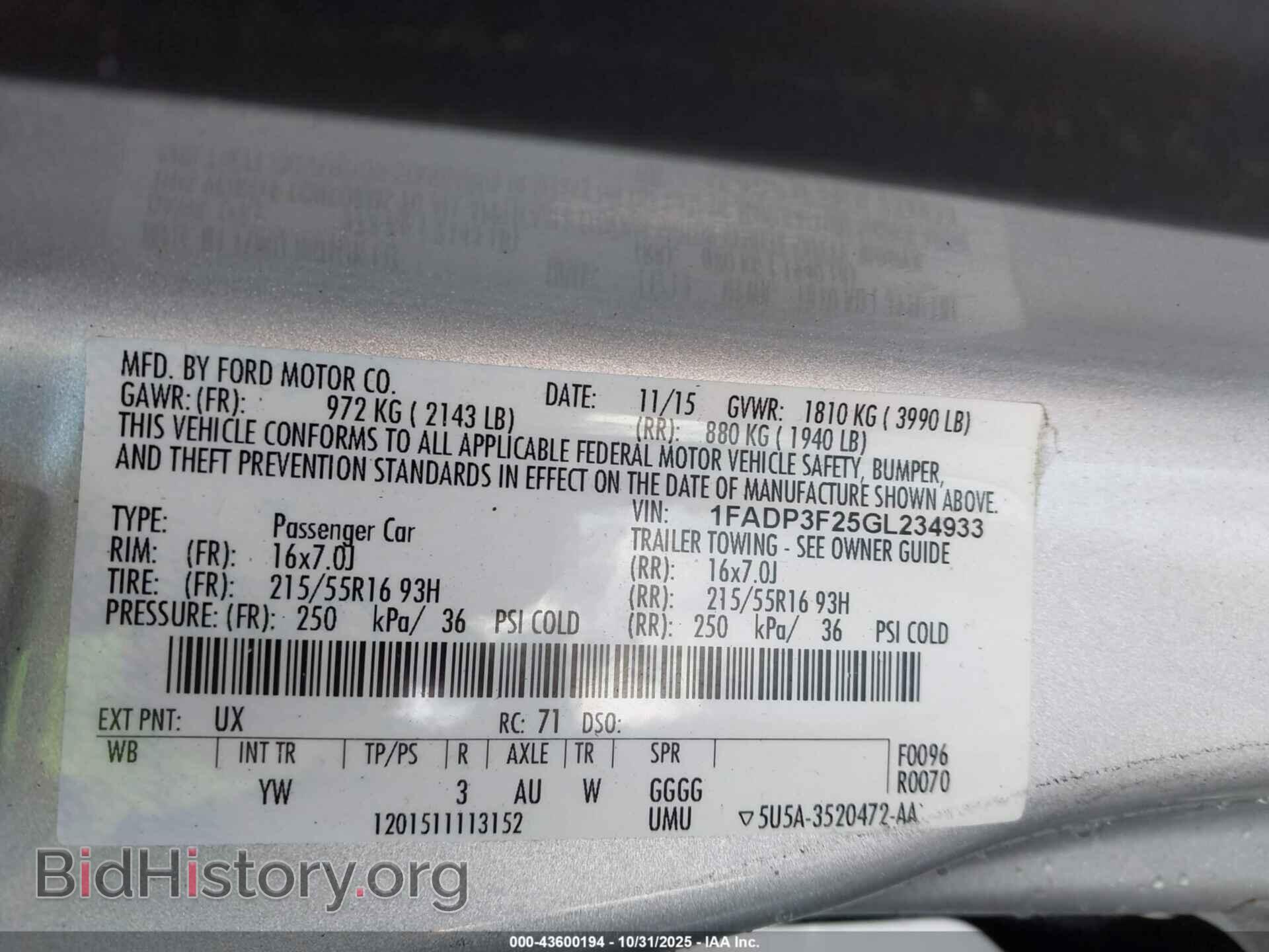 2016 FORD FOCUS - VIN: 1FADP3F25GL234933 - Photo 9