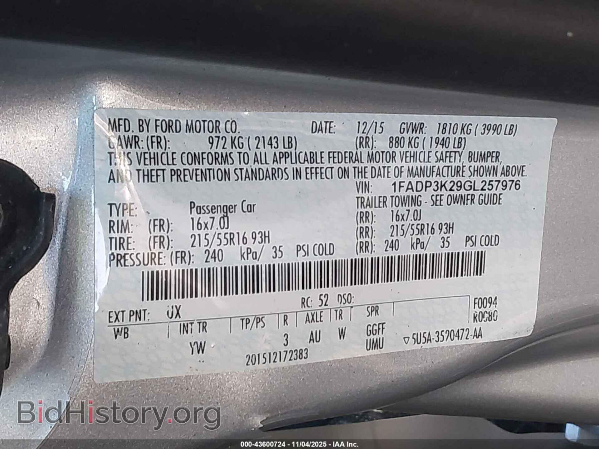 2016 FORD FOCUS - VIN: 1FADP3K29GL257976 - Photo 9