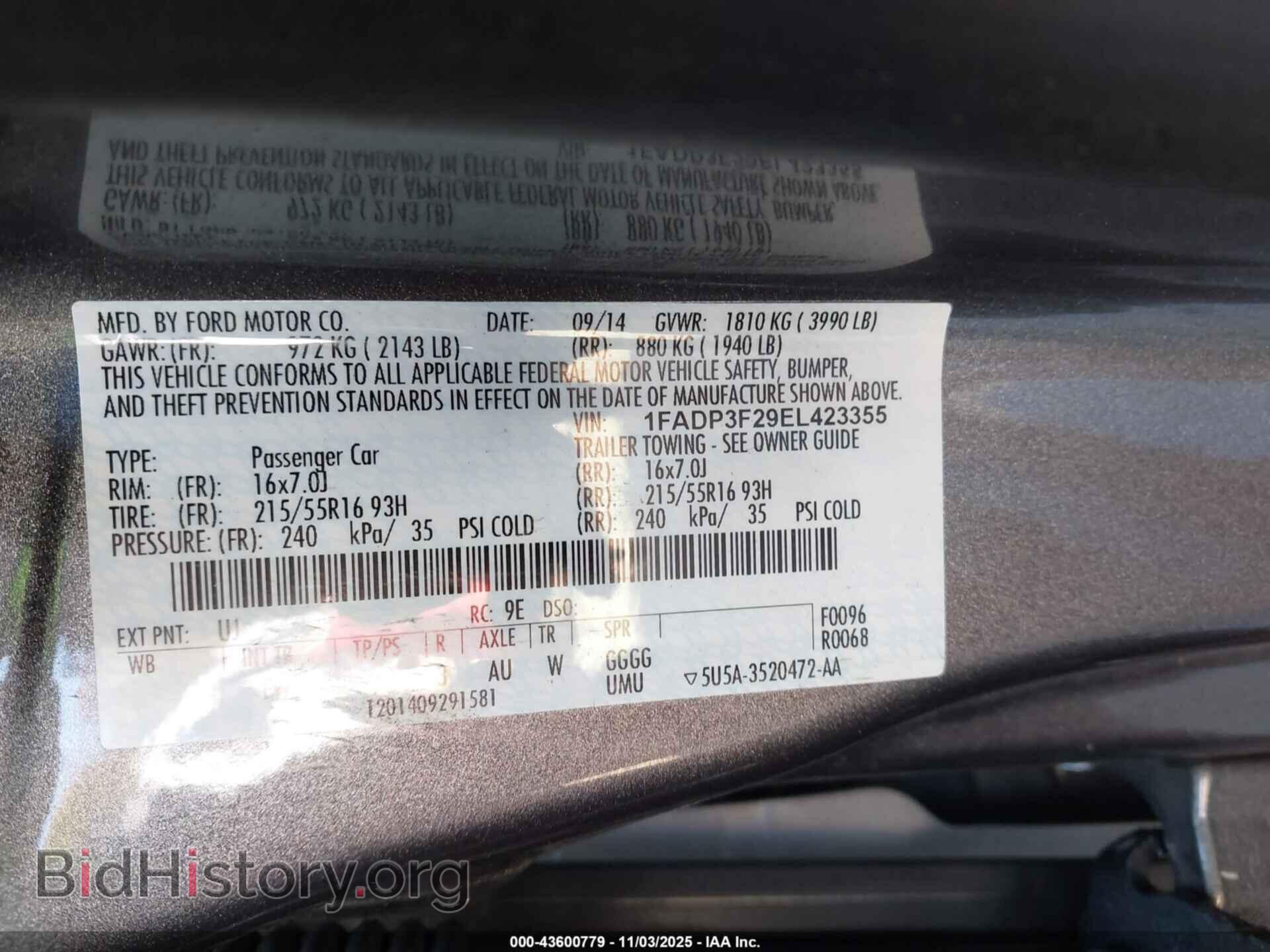 2014 FORD FOCUS - VIN: 1FADP3F29EL423355 - Photo 9