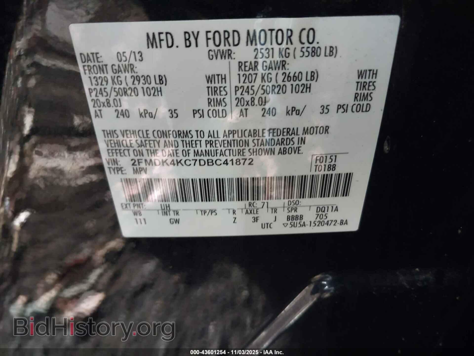 2013 FORD EDGE - VIN: 2FMDK4KC7DBC41872 - Фото 9